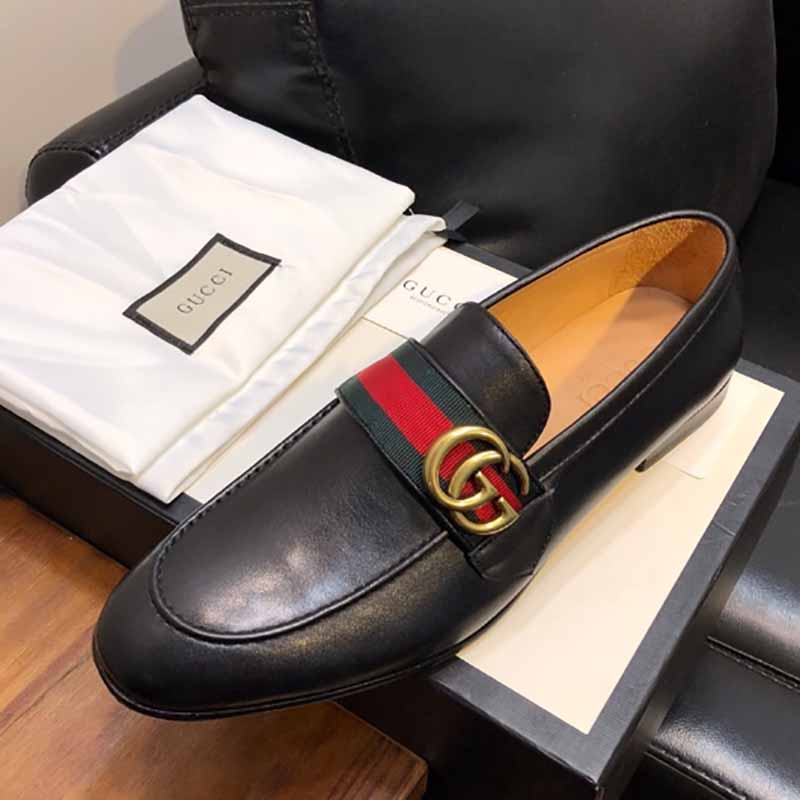 Gucci Leather Loafer With GG Web - EUR FASHION