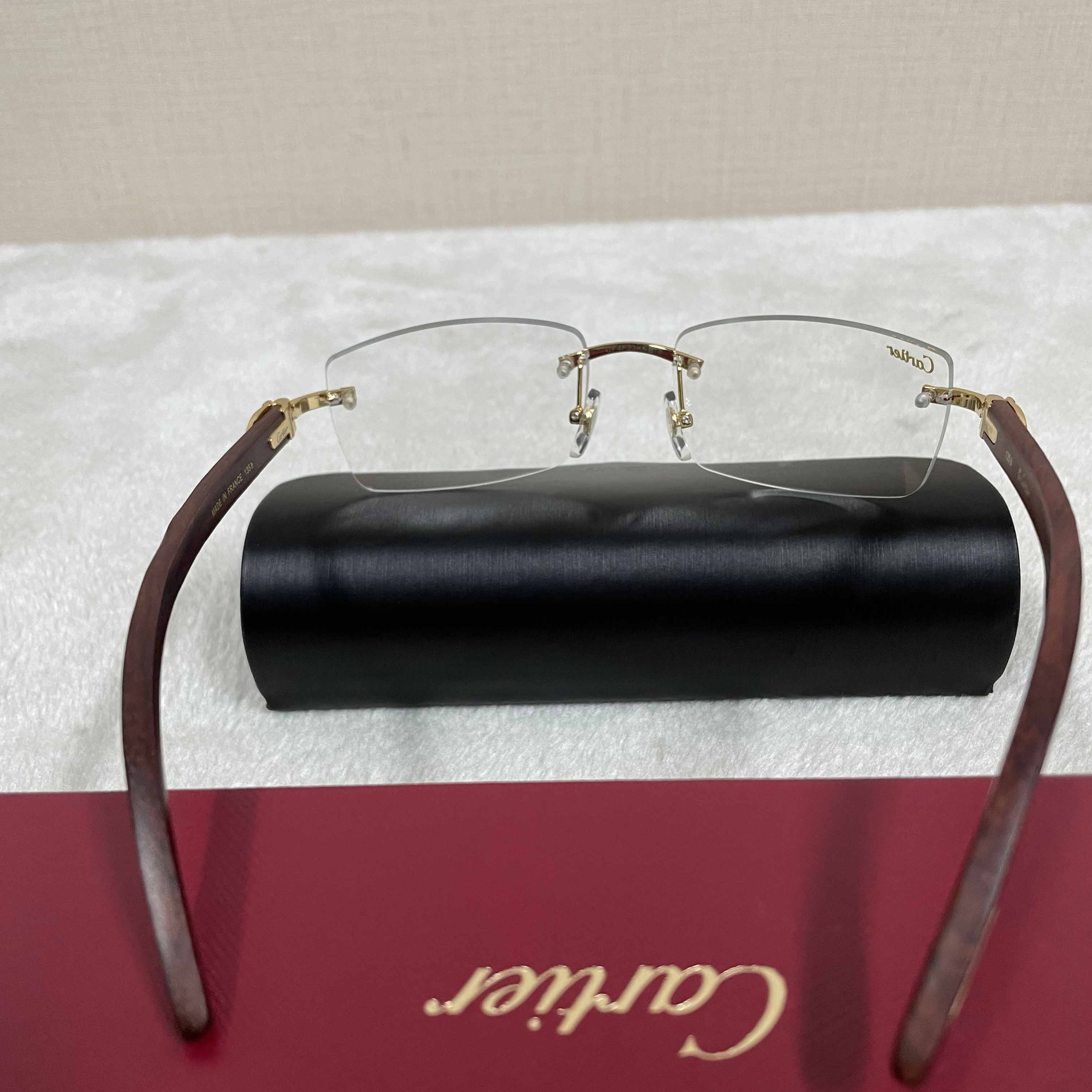 Cartier T8100905 Wood Engraving Eyeglasses Gold - EUR FASHION