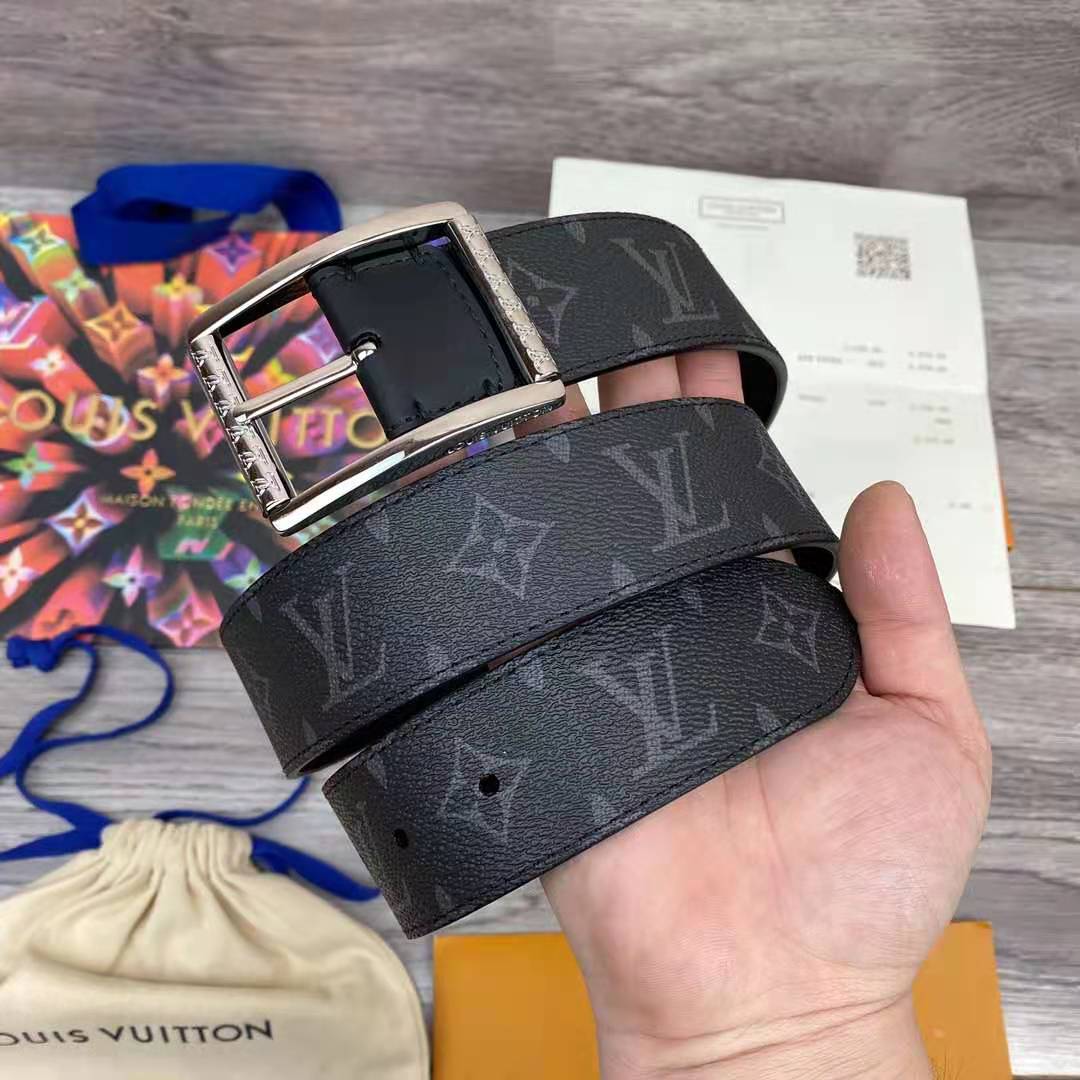 Louis Vuitton Monogram Belt with Silver Buckle - EUR FASHION