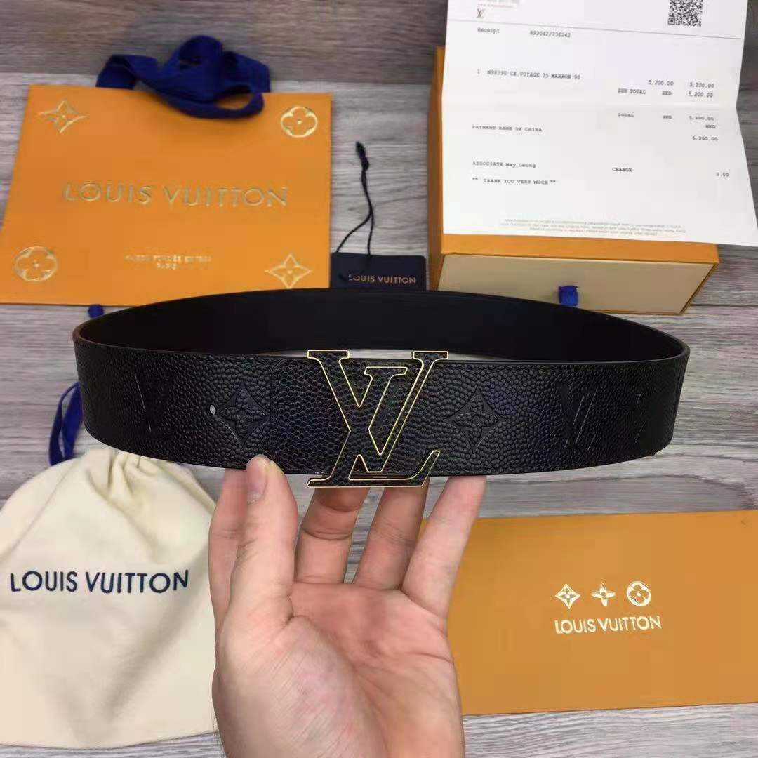 Louis Vuitton LV x NBA LV Initiales Reversible Belt 40 MM Monogram Black in Leather with Gold-tone - EUR FASHION