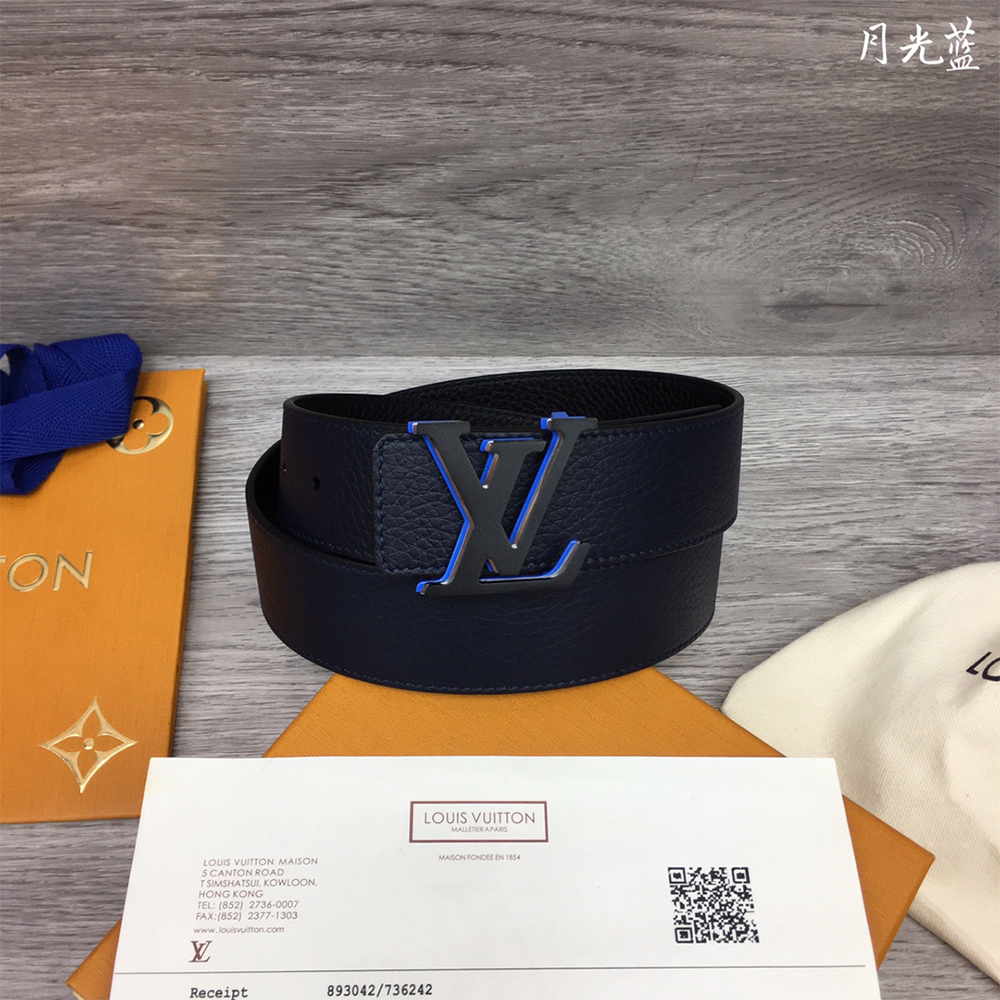 Louis Vuitton 40MM Belt In Black With Blue Buckle - EUR FASHION