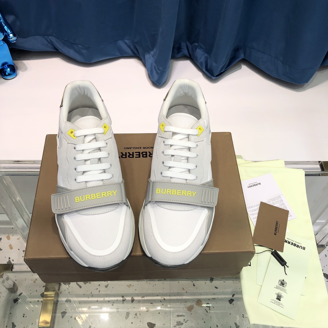 Burberry Check Cotton Canvas And Leather Sneakers - EUR FASHION