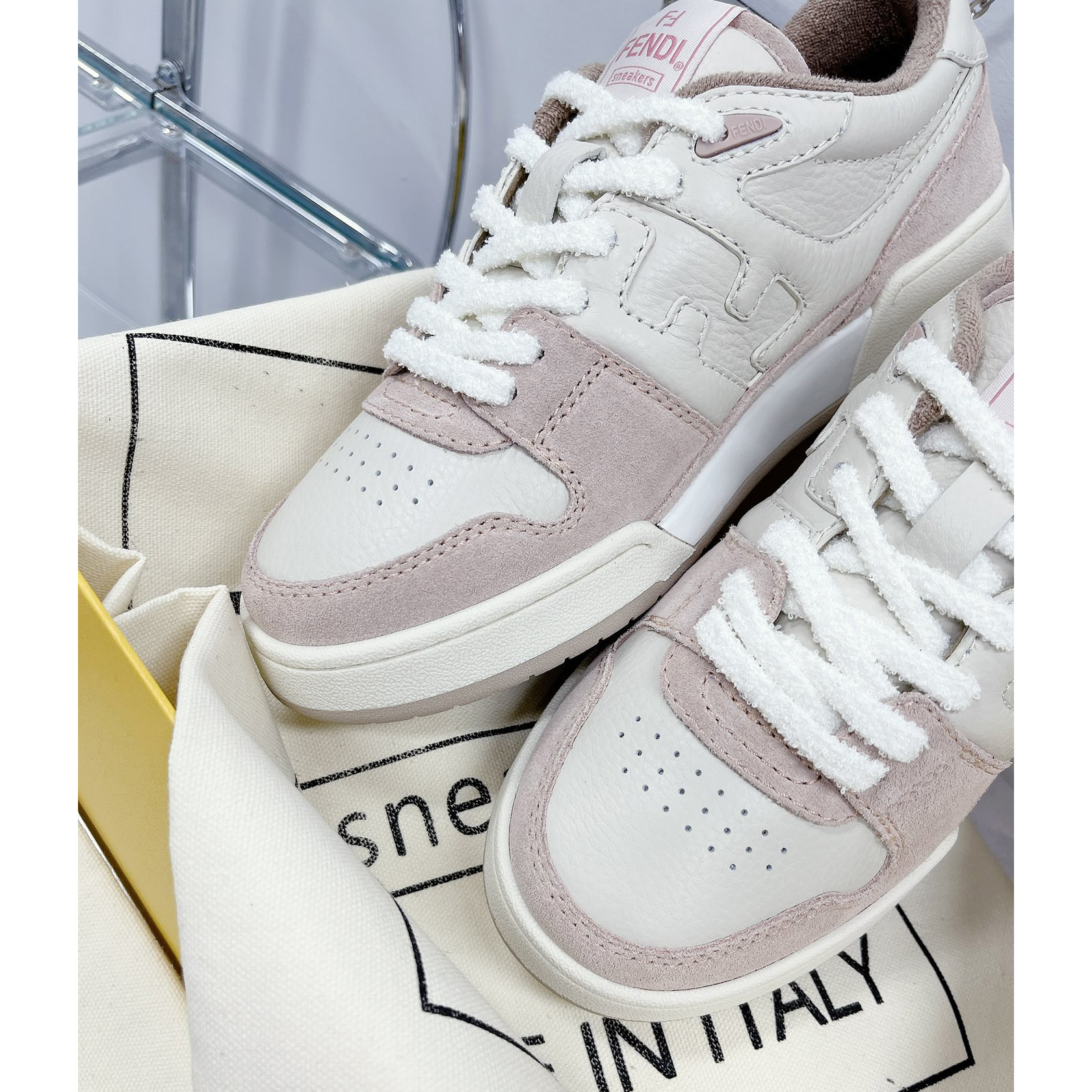 Fendi Match Pink Suede Low Tops Sneaker - EUR FASHION