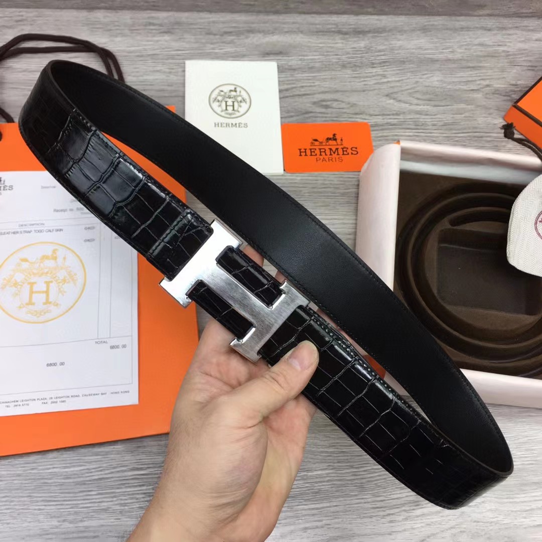 Hermes Black Leather Belt - EUR FASHION