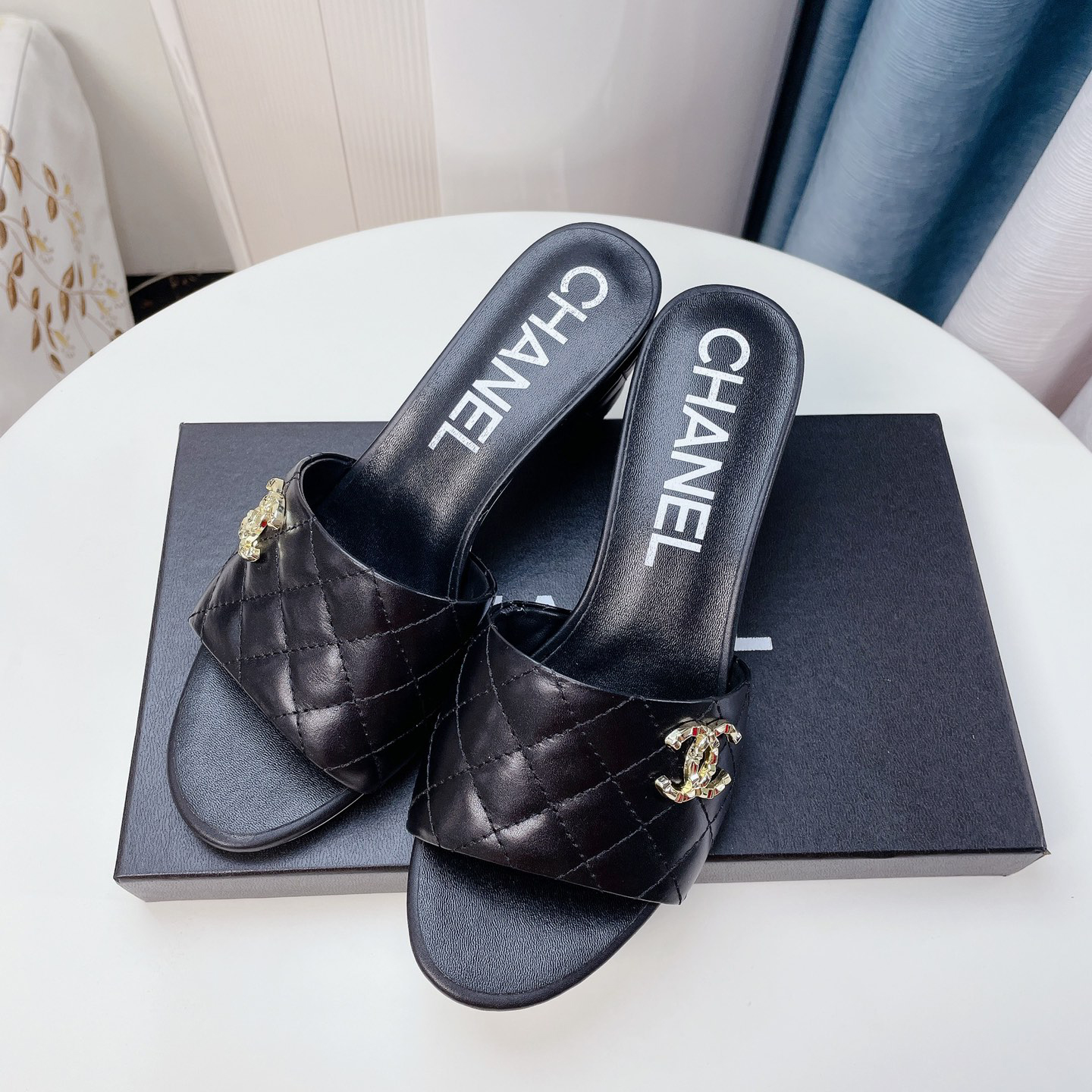 Chanel Lambskin Mules With Heel Height Of 6cm - EUR FASHION