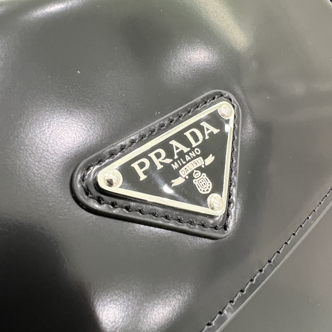 Prada Cleo Brushed Leather Shoulder Bag In Black(24-19-6cm)   1BD303 - EUR FASHION
