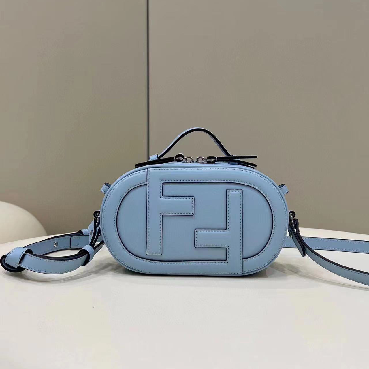 Fendi O’Lock Mini Camera Case Light Blue Leather Mini Bag(21-8-13CM) - EUR FASHION