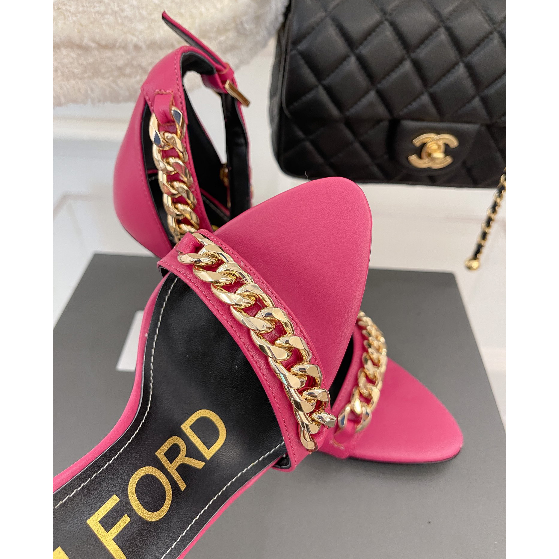 Tom Ford Chain-Trimmed Leather Sandals With Heel Height Of 10.5cm - EUR FASHION