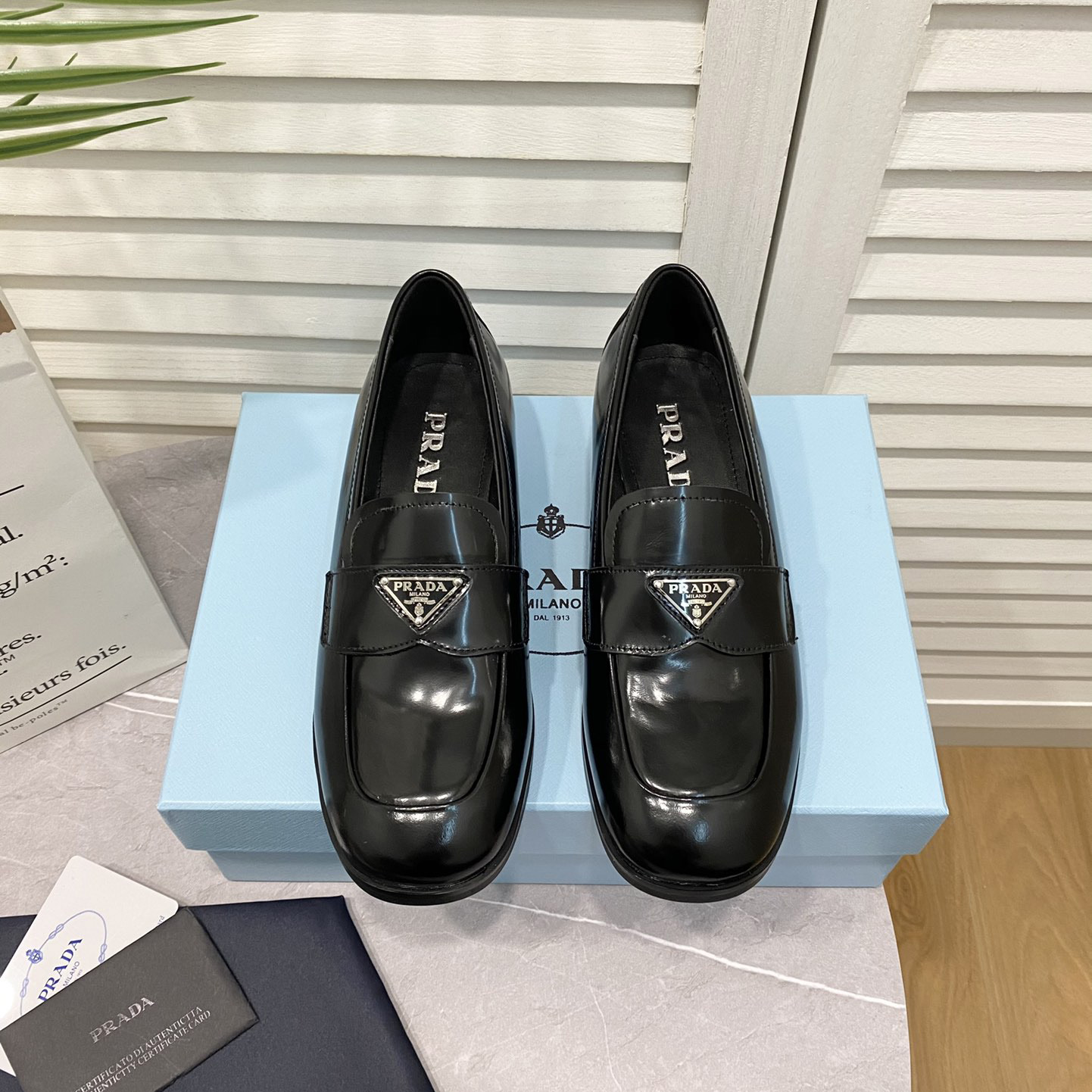 Prada Chocolate Brushed Leather Loafers - EUR FASHION