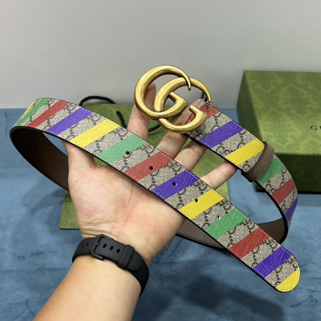 Gucci Striped Belt With Double G - EUR FASHION