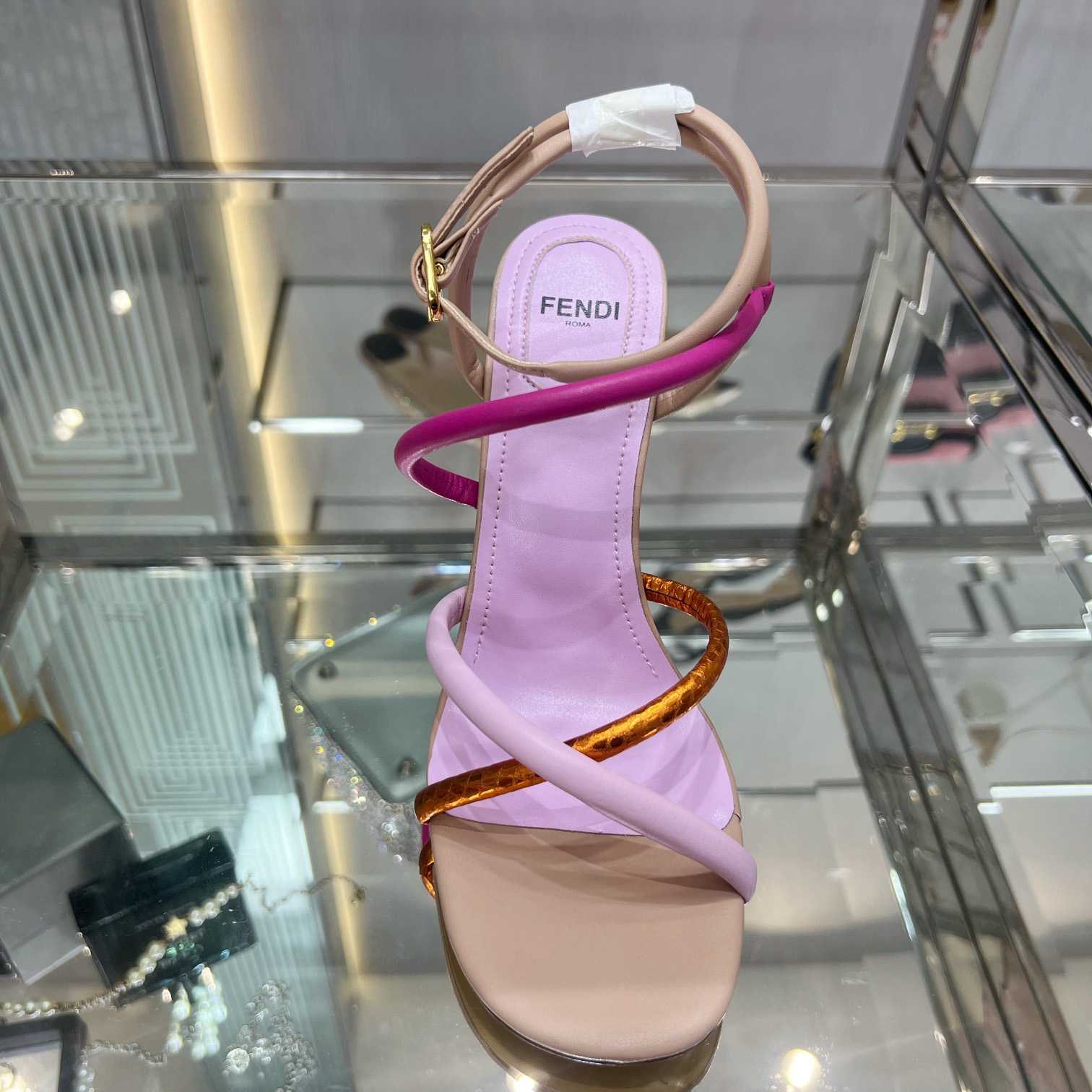 Fendi First Pink Nappa Leather High-Heeled Sandals - EUR FASHION