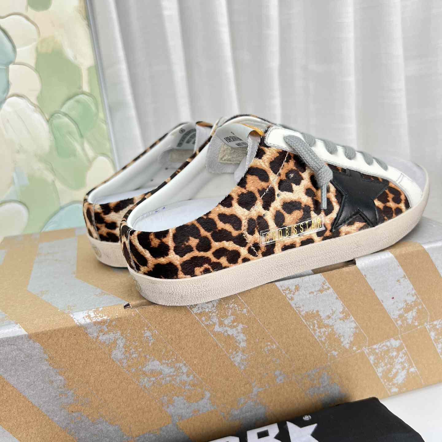 Golden Goose Super-Star Sabots In Leopard-Print Pony Skin With Black Leather Star And Ice-Gray Suede Tongue - EUR FASHION