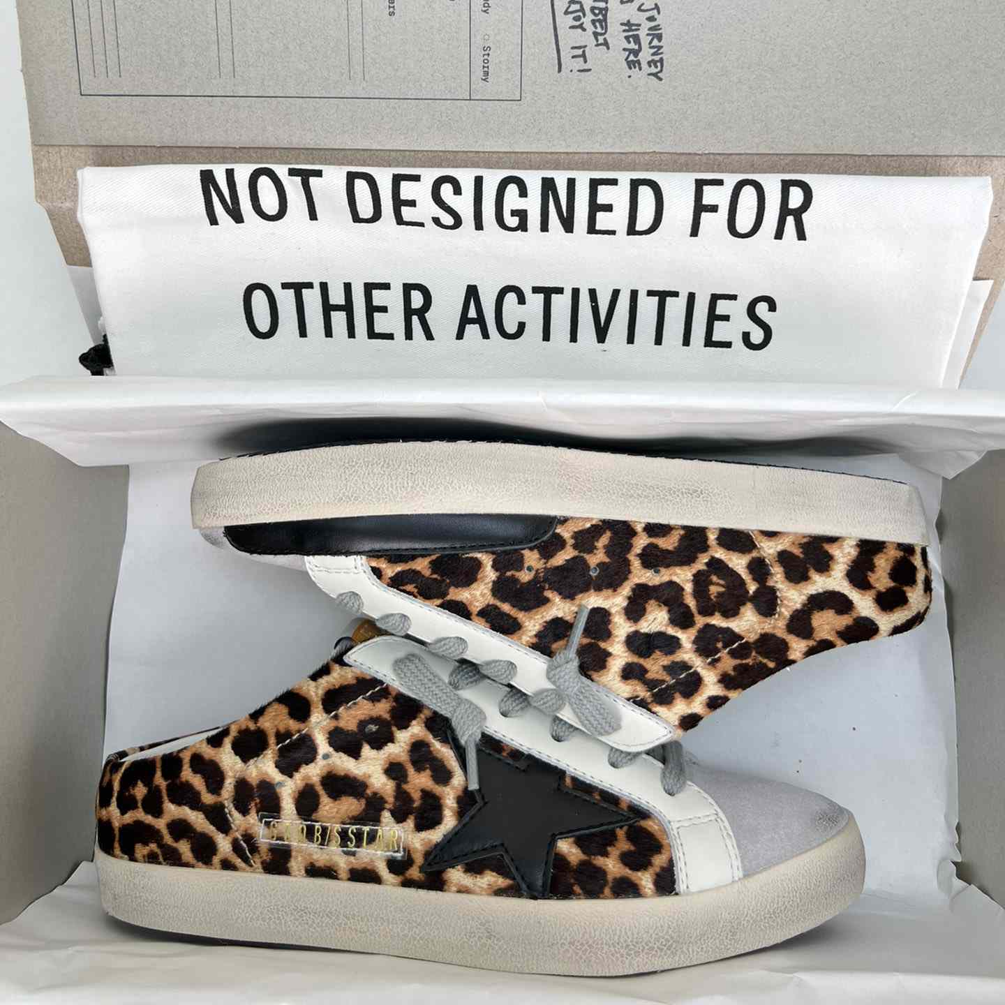 Golden Goose Super-Star Sabots In Leopard-Print Pony Skin With Black Leather Star And Ice-Gray Suede Tongue - EUR FASHION