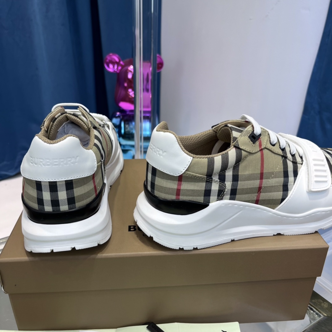 Burberry Vintage Check, Suede And Leather Sneakers - EUR FASHION