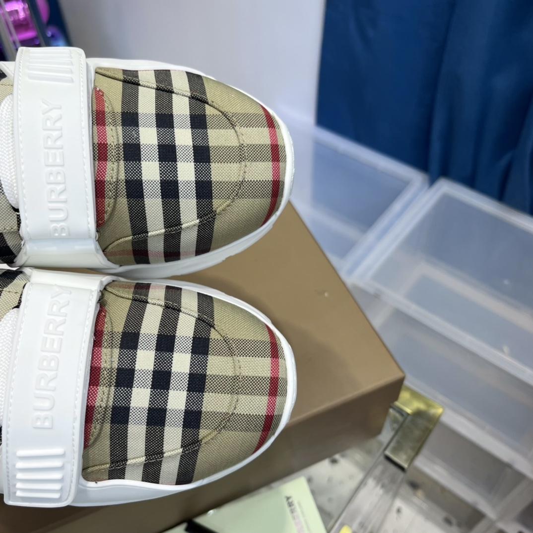 Burberry Vintage Check, Suede And Leather Sneakers - EUR FASHION