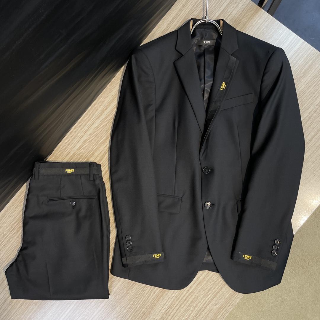 Fendi Black Cotton Blazer & Pants - EUR FASHION