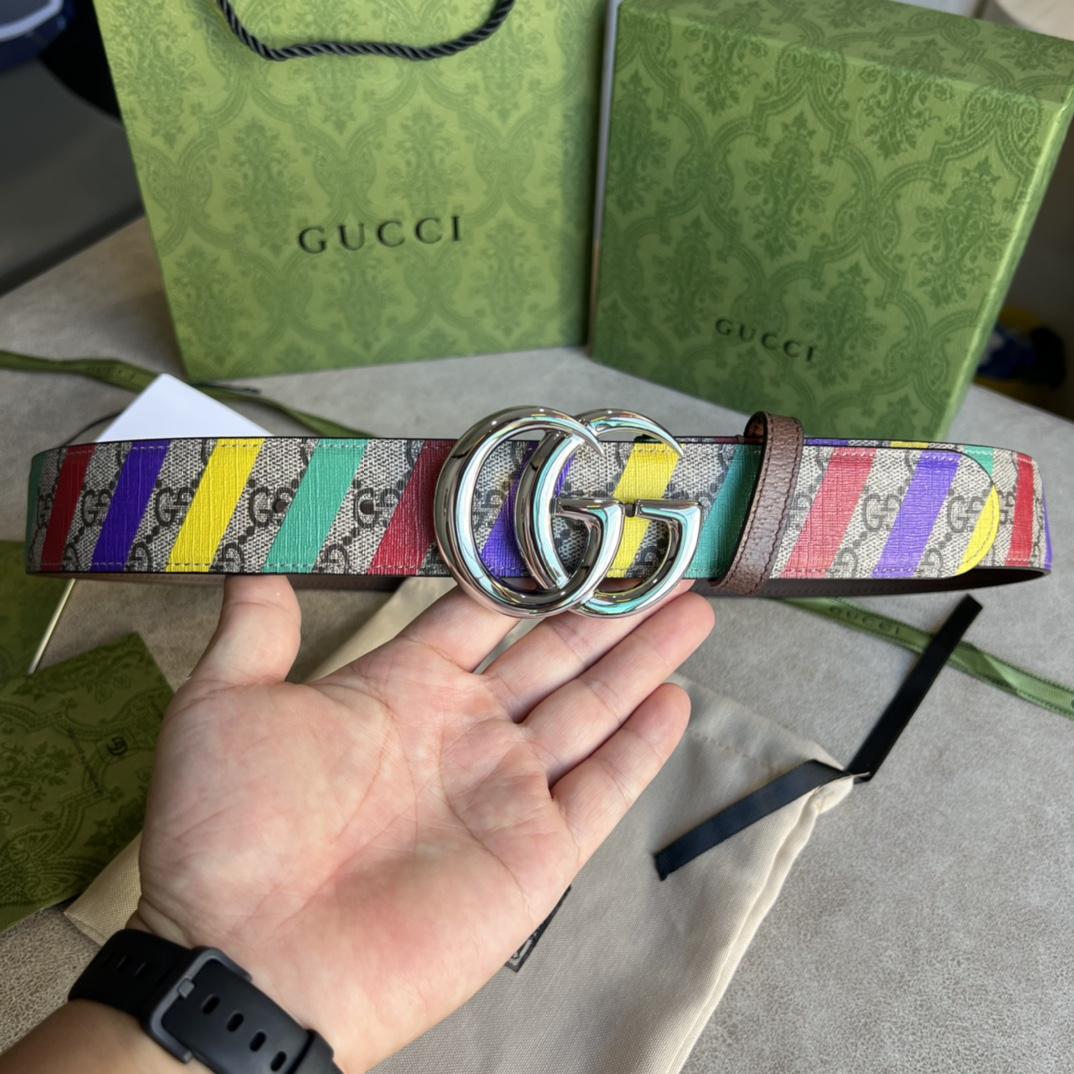 Gucci Striped Belt With Double G - EUR FASHION