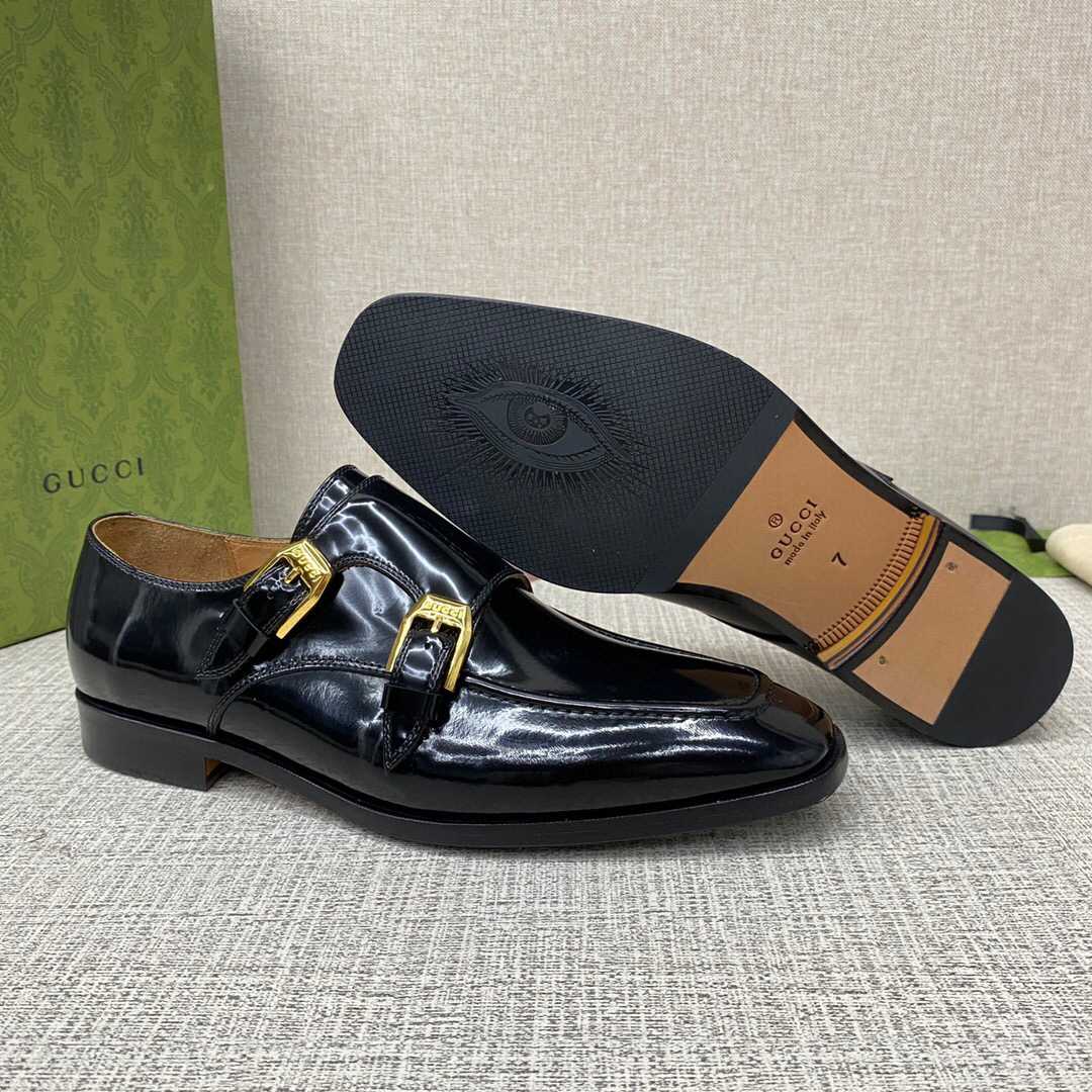 Gucci Monk-Strap Leather Shoes - EUR FASHION