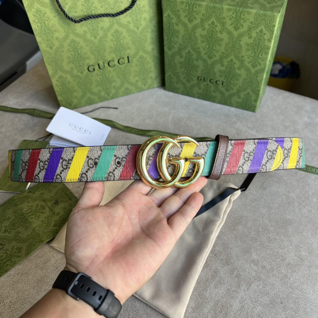 Gucci Striped Belt With Double G - EUR FASHION