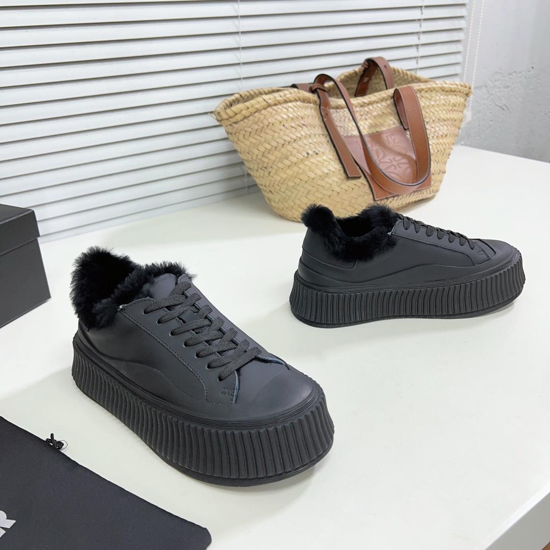 JIl Sander Leather Sneakers With Vulcanized Rubber Sole - EUR FASHION