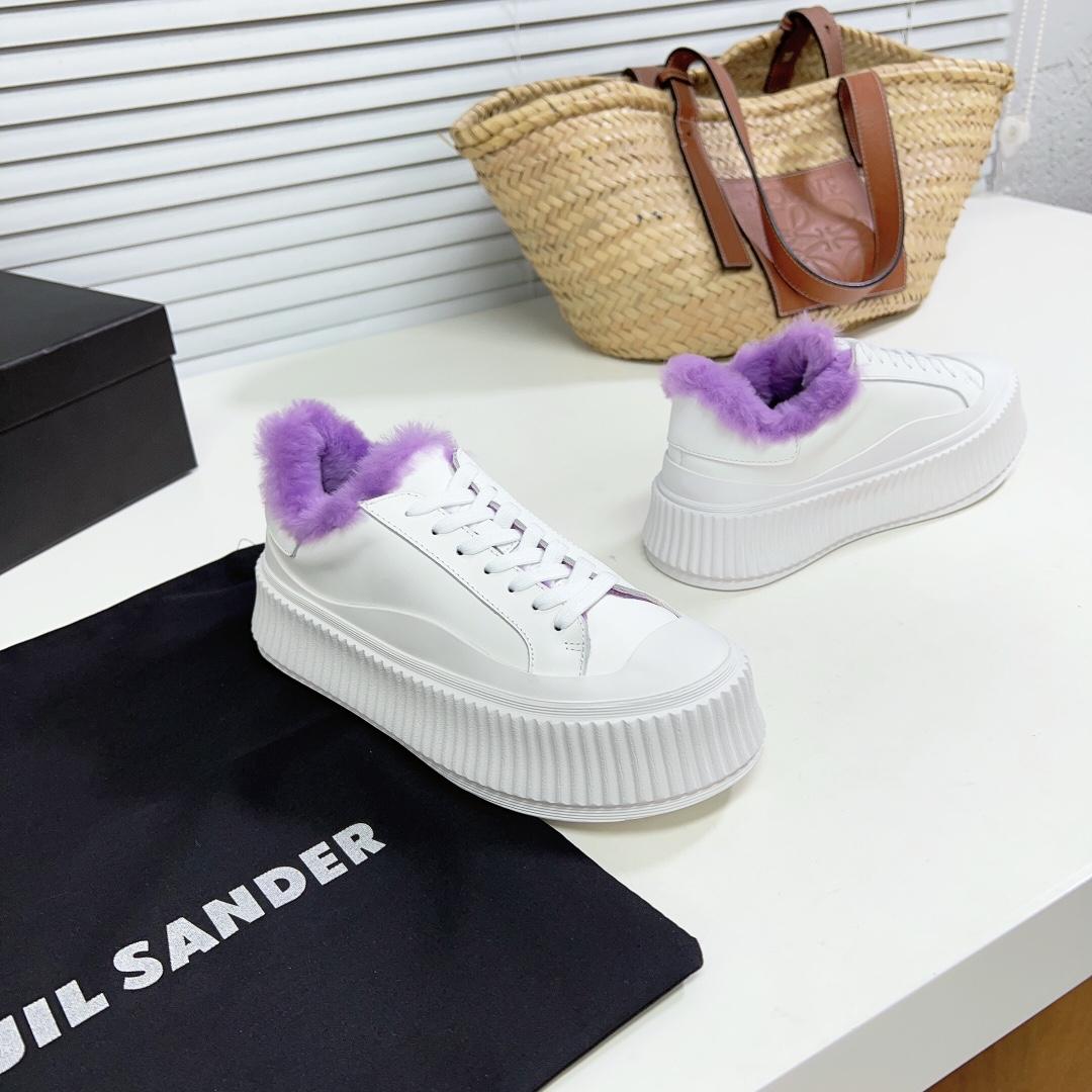 JIl Sander Leather Sneakers With Vulcanized Rubber Sole - EUR FASHION