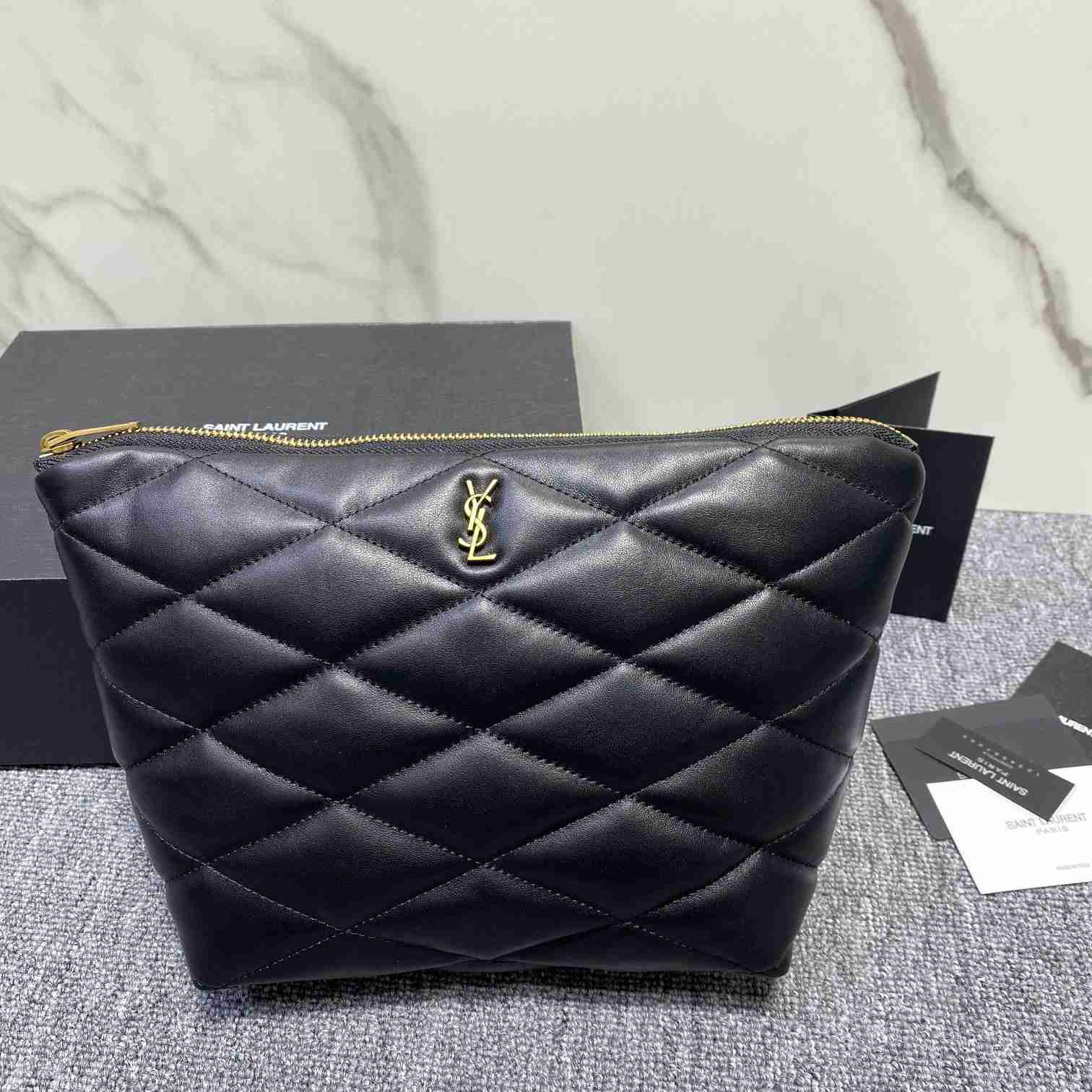 Saint Laurent Sade Pouch In Quilted Lambskin - EUR FASHION