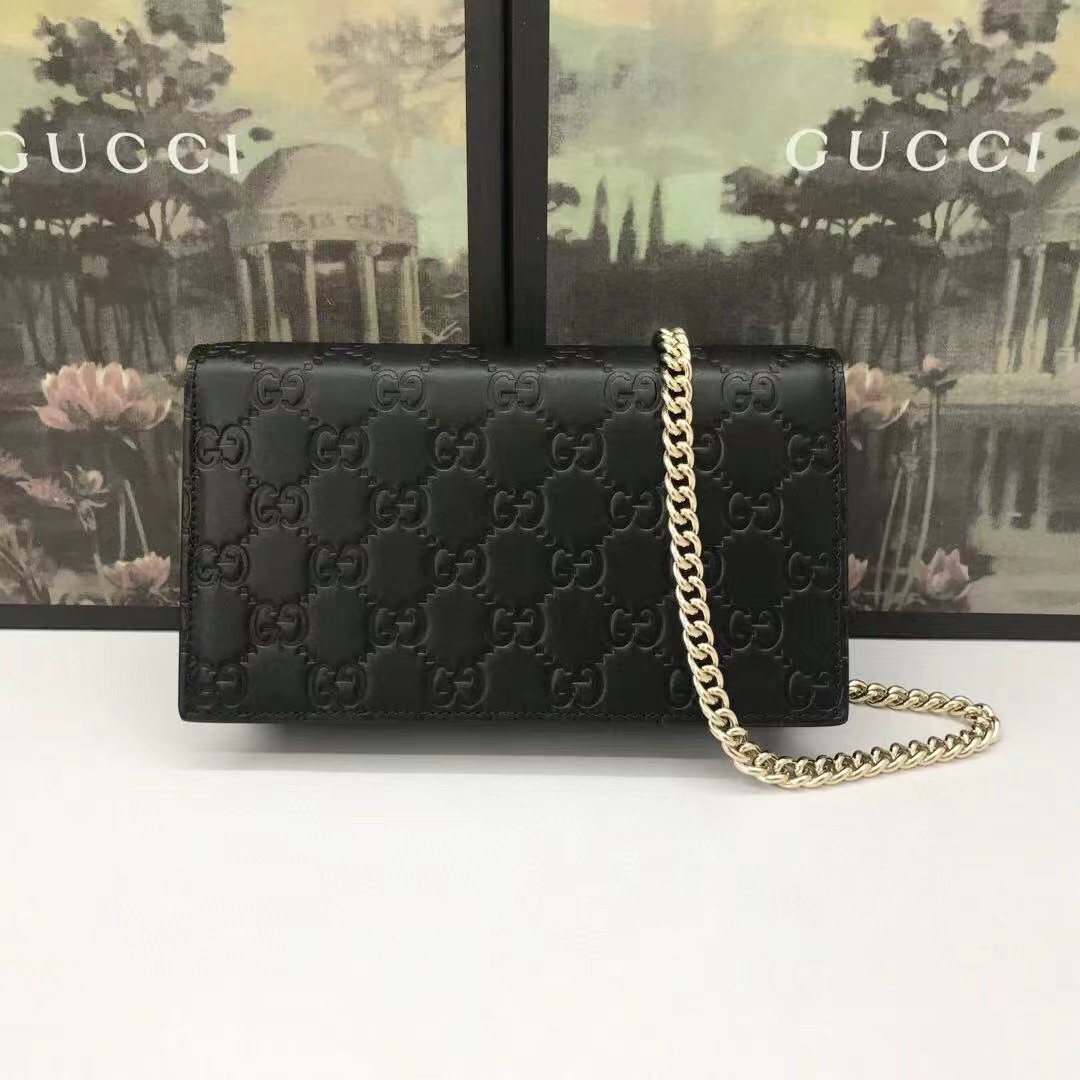 Gucci Guccissima Icon Chain Wallet Black(20-13-6cm) - EUR FASHION