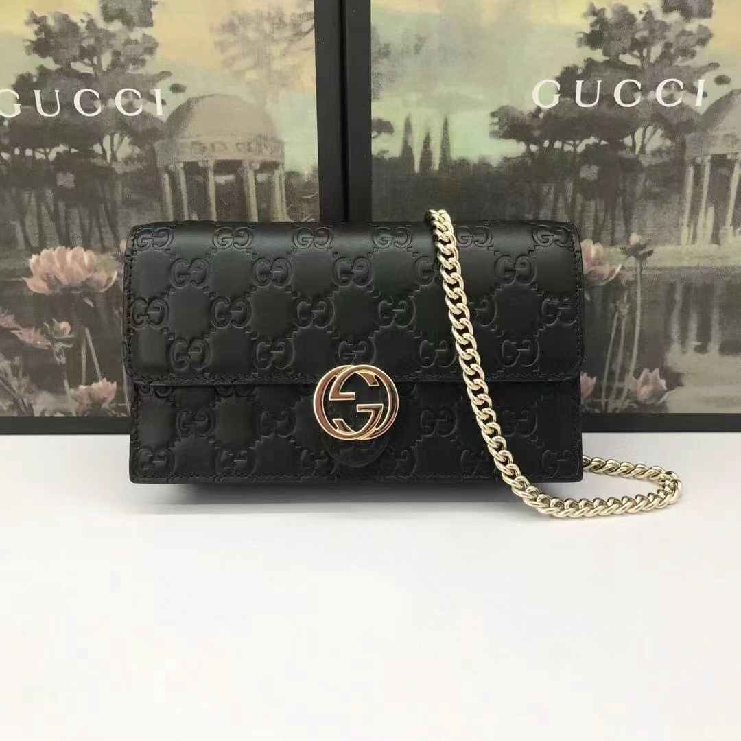 Gucci Guccissima Icon Chain Wallet Black(20-13-6cm) - EUR FASHION