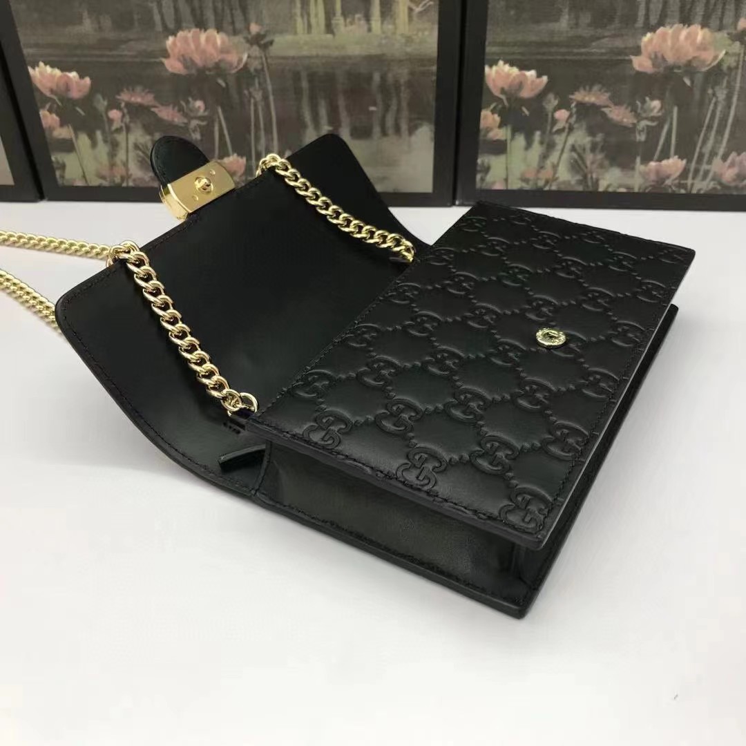 Gucci Guccissima Icon Chain Wallet Black(20-13-6cm) - EUR FASHION