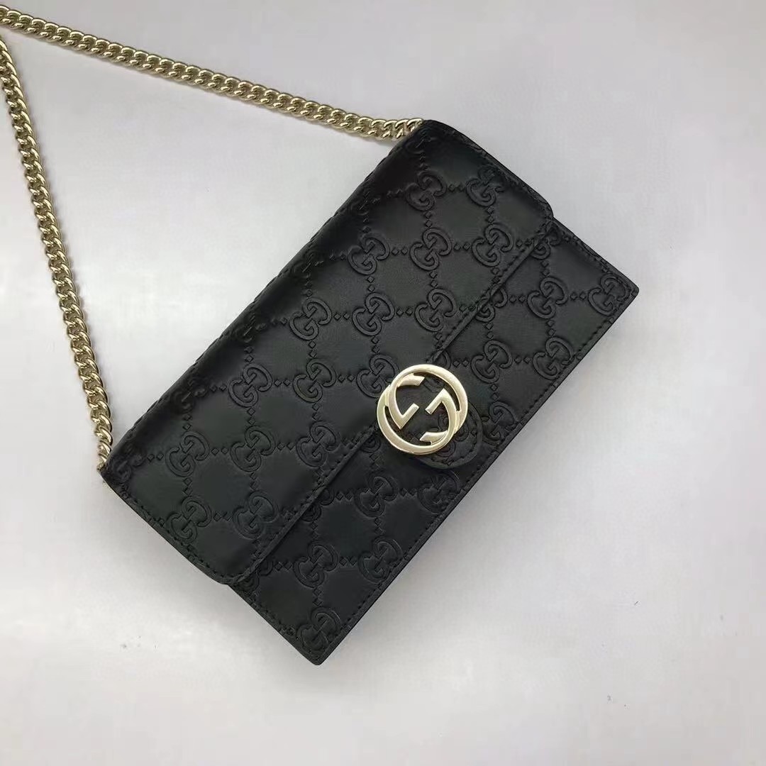 Gucci Guccissima Icon Chain Wallet Black(20-13-6cm) - EUR FASHION