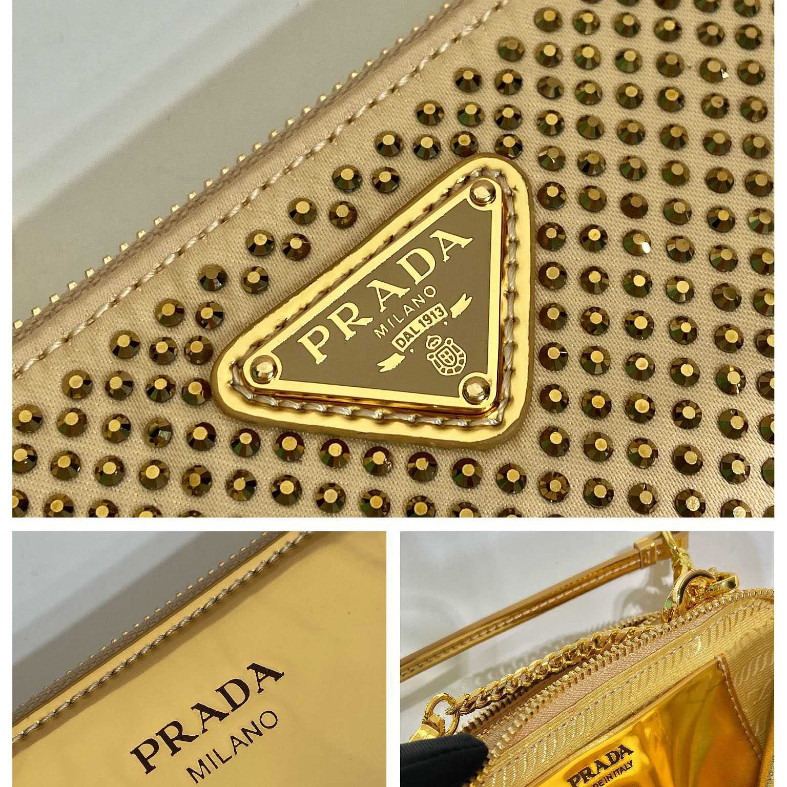 Prada Embellished Satin And Leather Mini-Pouch - EUR FASHION