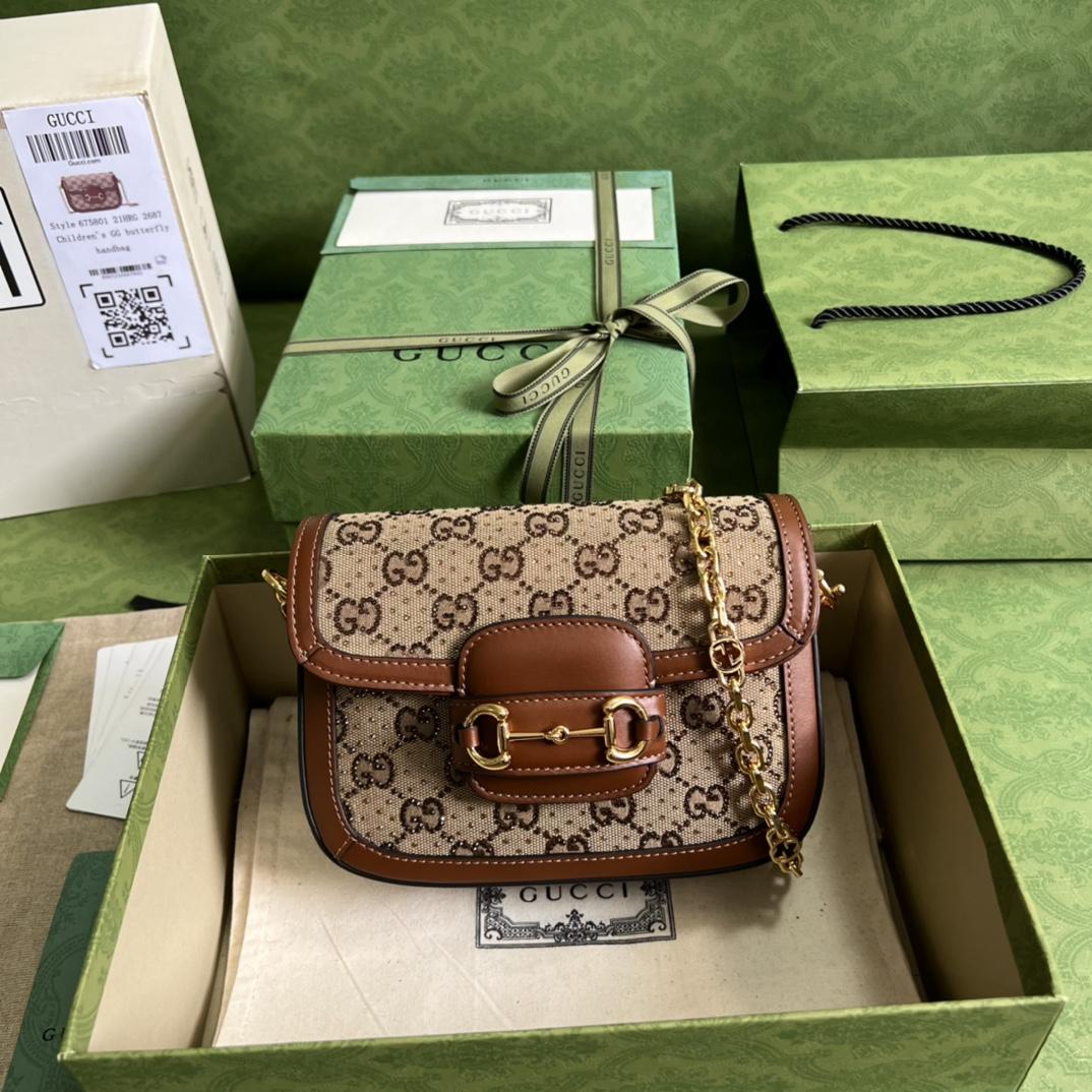 Gucci Horsebit 1955 GG Mini Bag(20.5x14x5cm)   - EUR FASHION