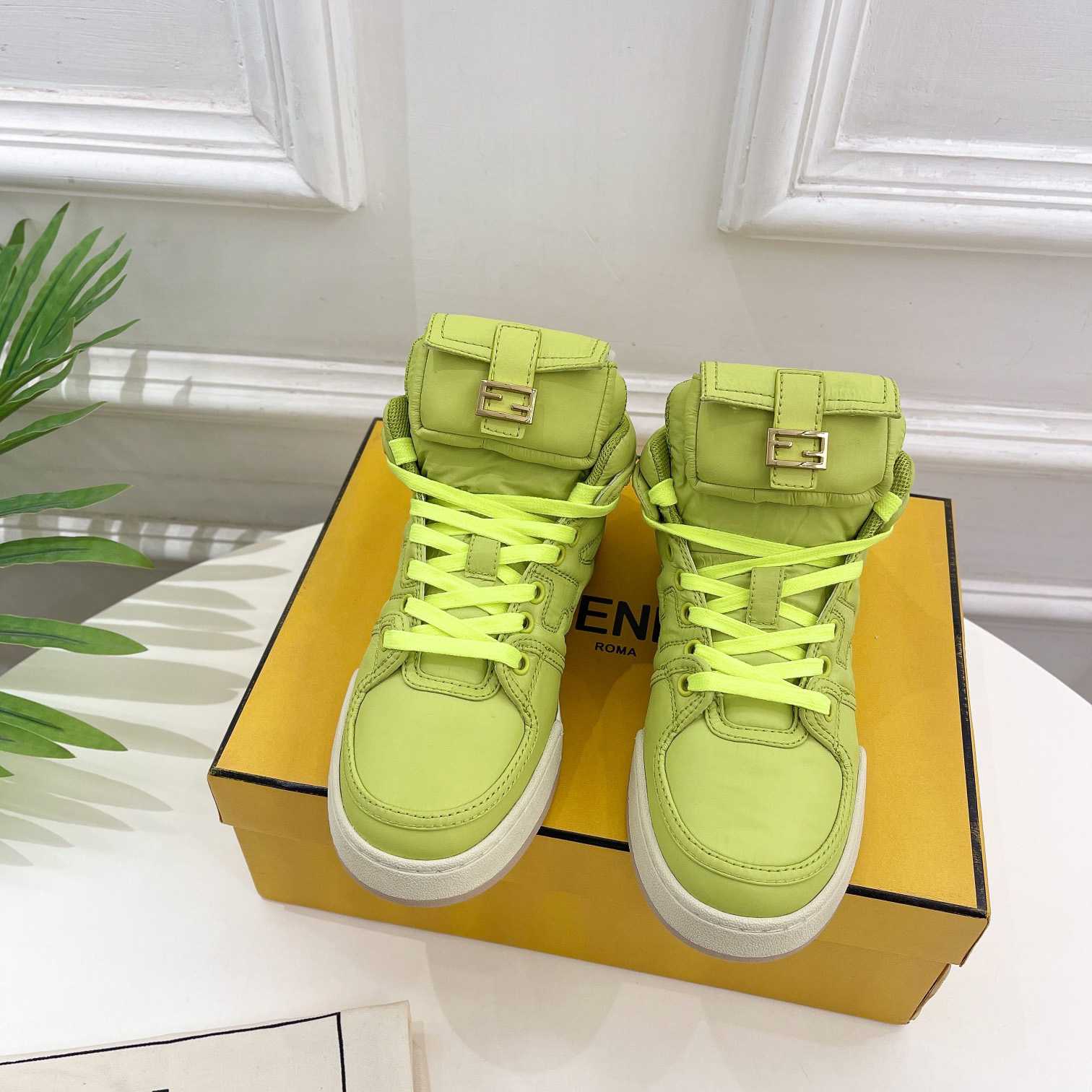 Fendi Match Acid Green Nylon High-Tops Sneaker - EUR FASHION