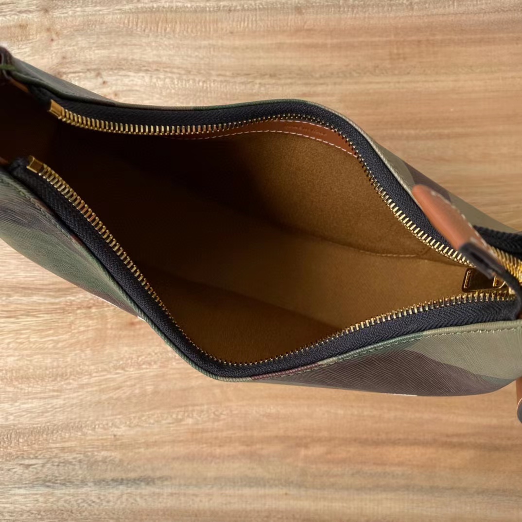Celine Canvas Calfskin Camouflage Ava Logo Triomphe Shoulder Bag Khaki (24.5-18-7.5cm) - EUR FASHION