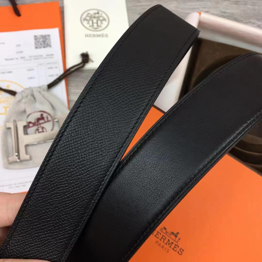 Hermes Black Leather Belt - EUR FASHION