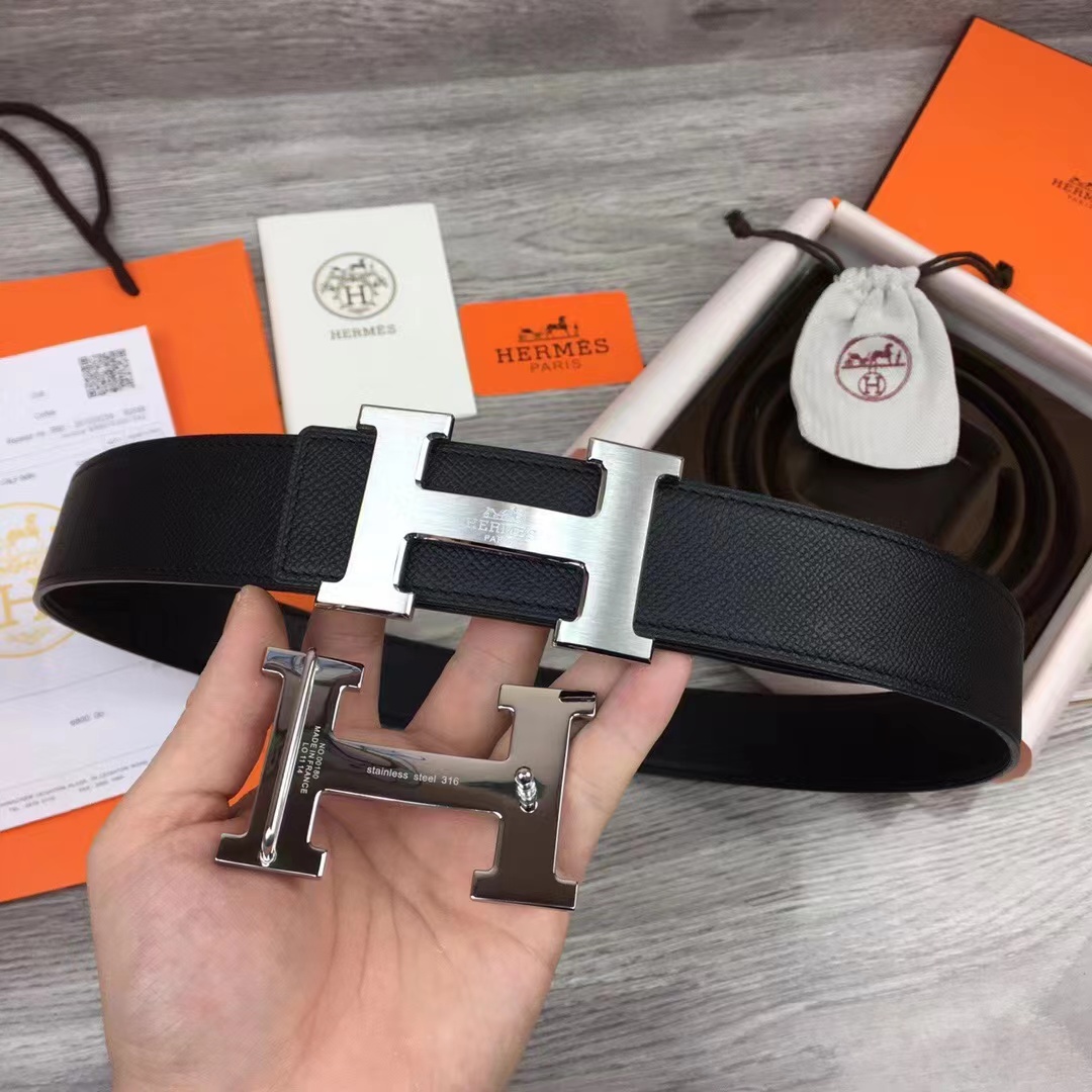 Hermes Black Leather Belt - EUR FASHION