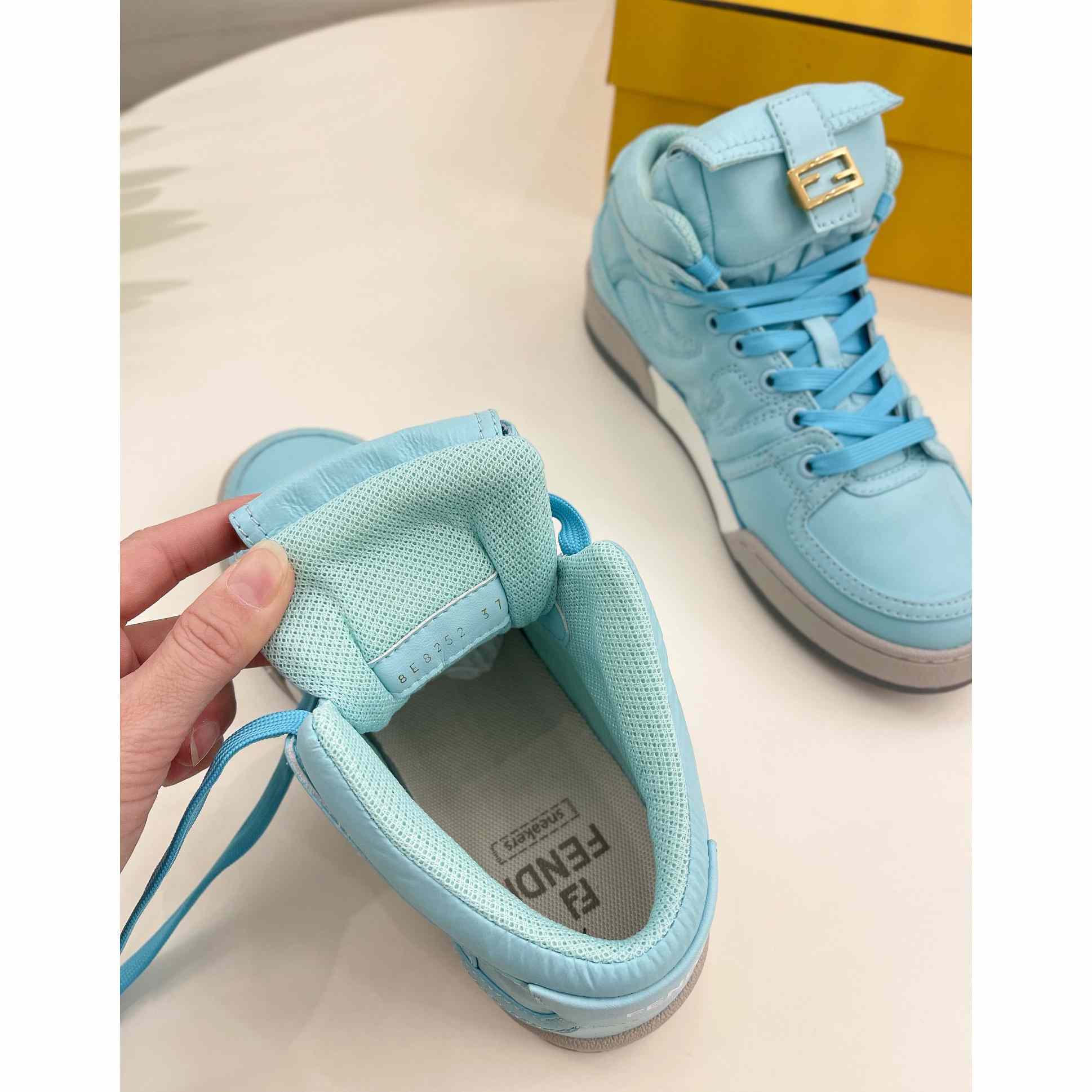 Fendi Match Turquoise Nylon High-Tops Sneaker - EUR FASHION