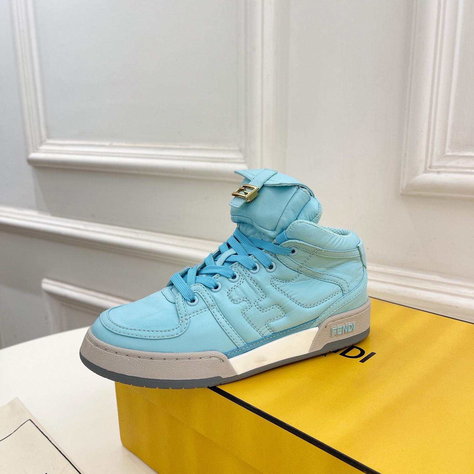 Fendi Match Turquoise Nylon High-Tops Sneaker - EUR FASHION