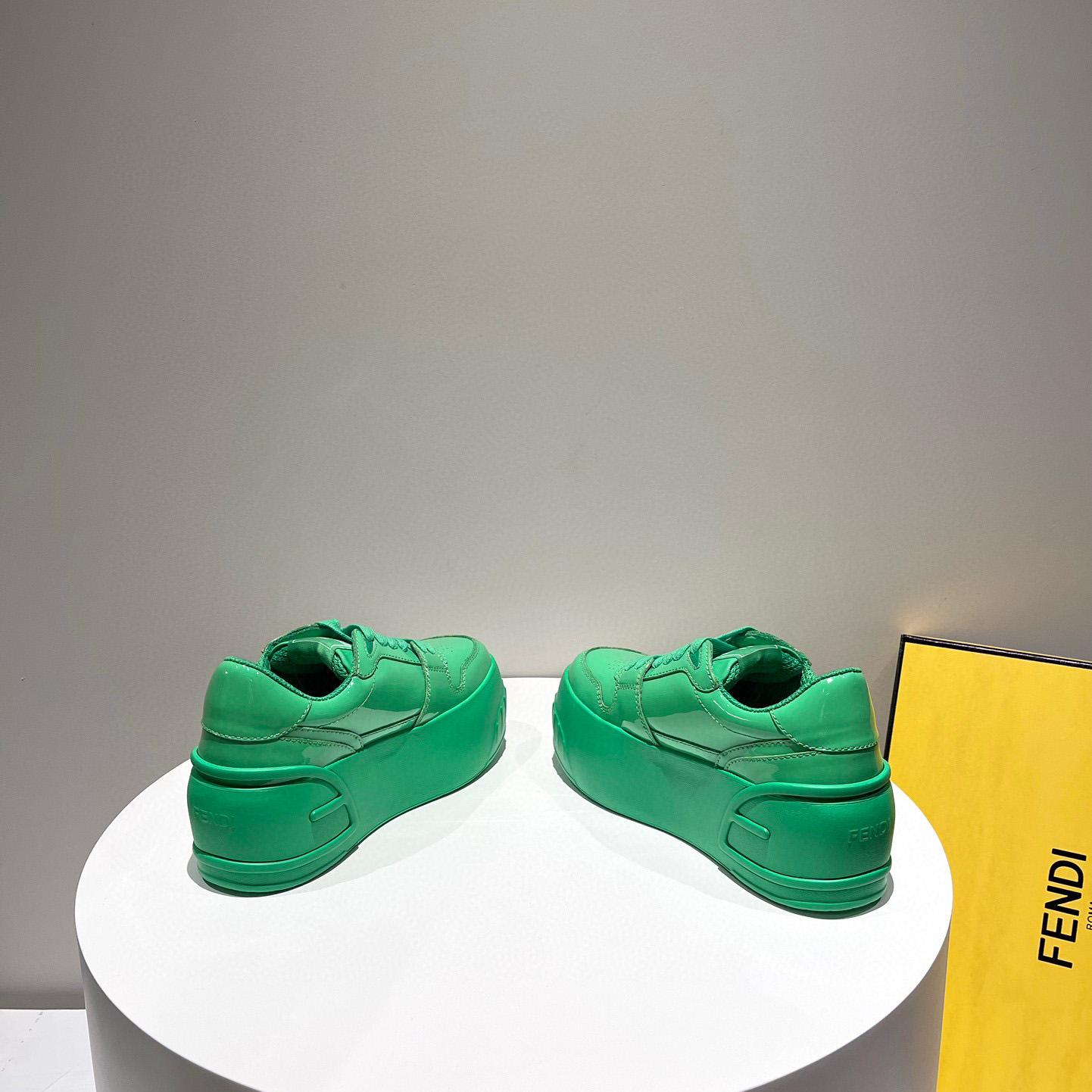 Fendi Fashion Show Green Leather Low-Tops Sneaker  - EUR FASHION