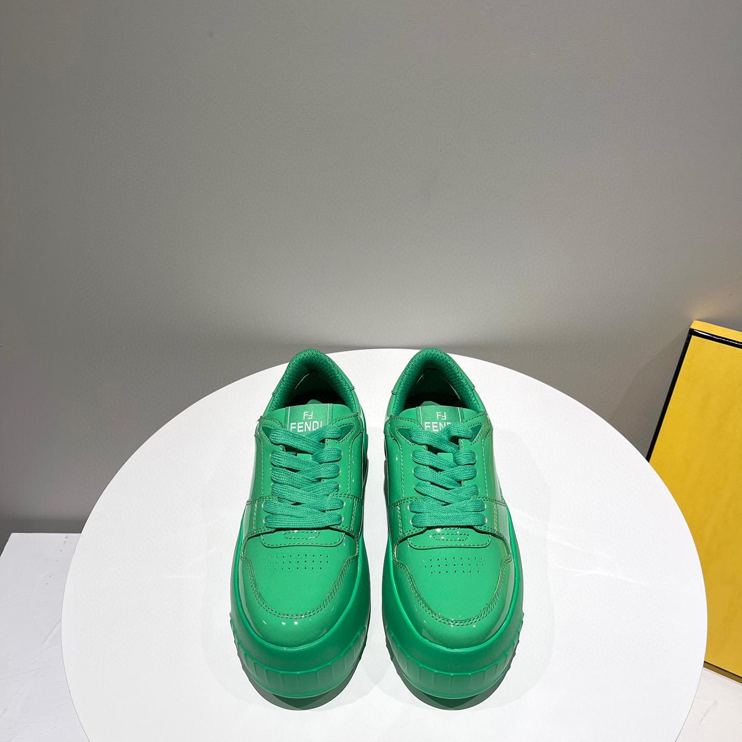 Fendi Fashion Show Green Leather Low-Tops Sneaker  - EUR FASHION