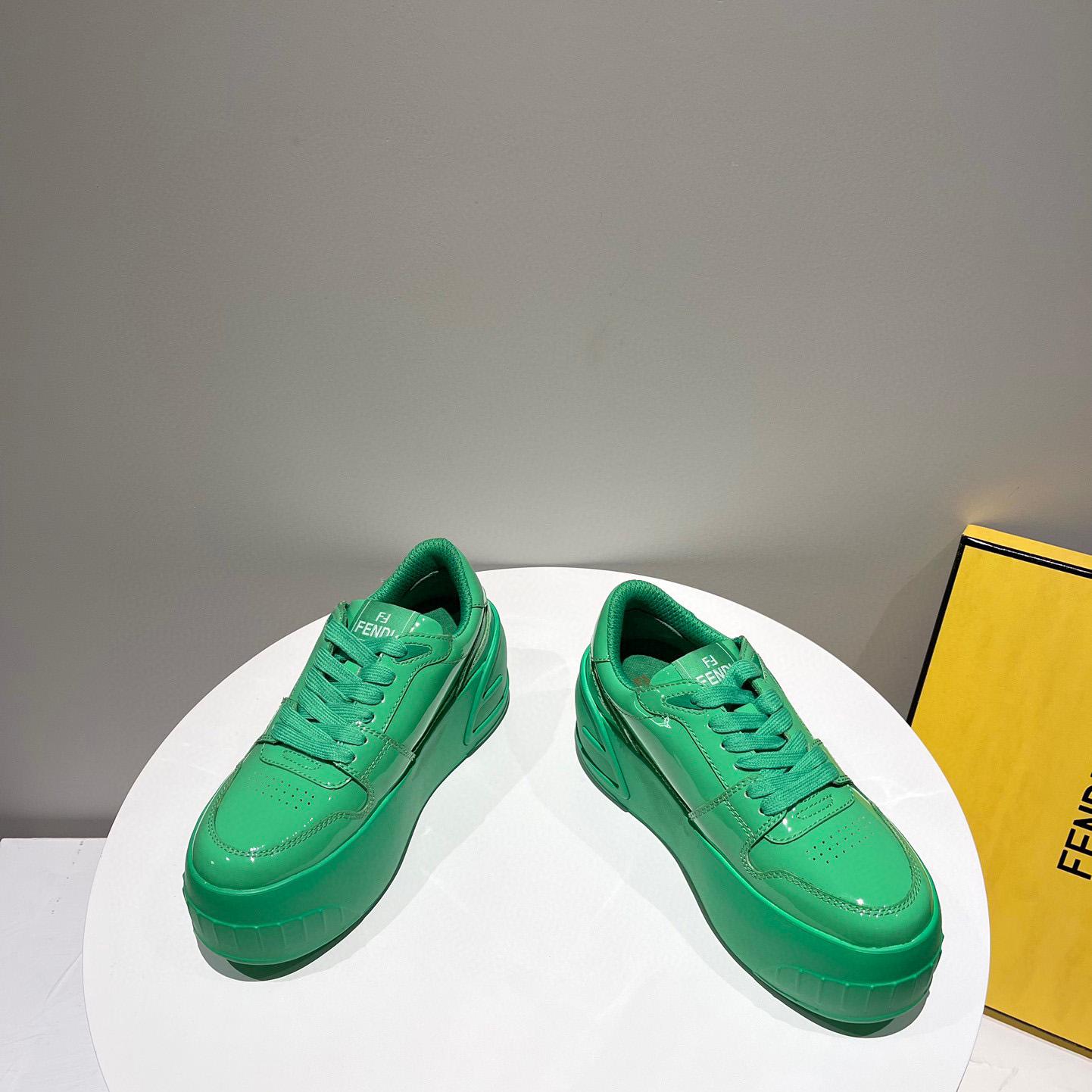 Fendi Fashion Show Green Leather Low-Tops Sneaker  - EUR FASHION