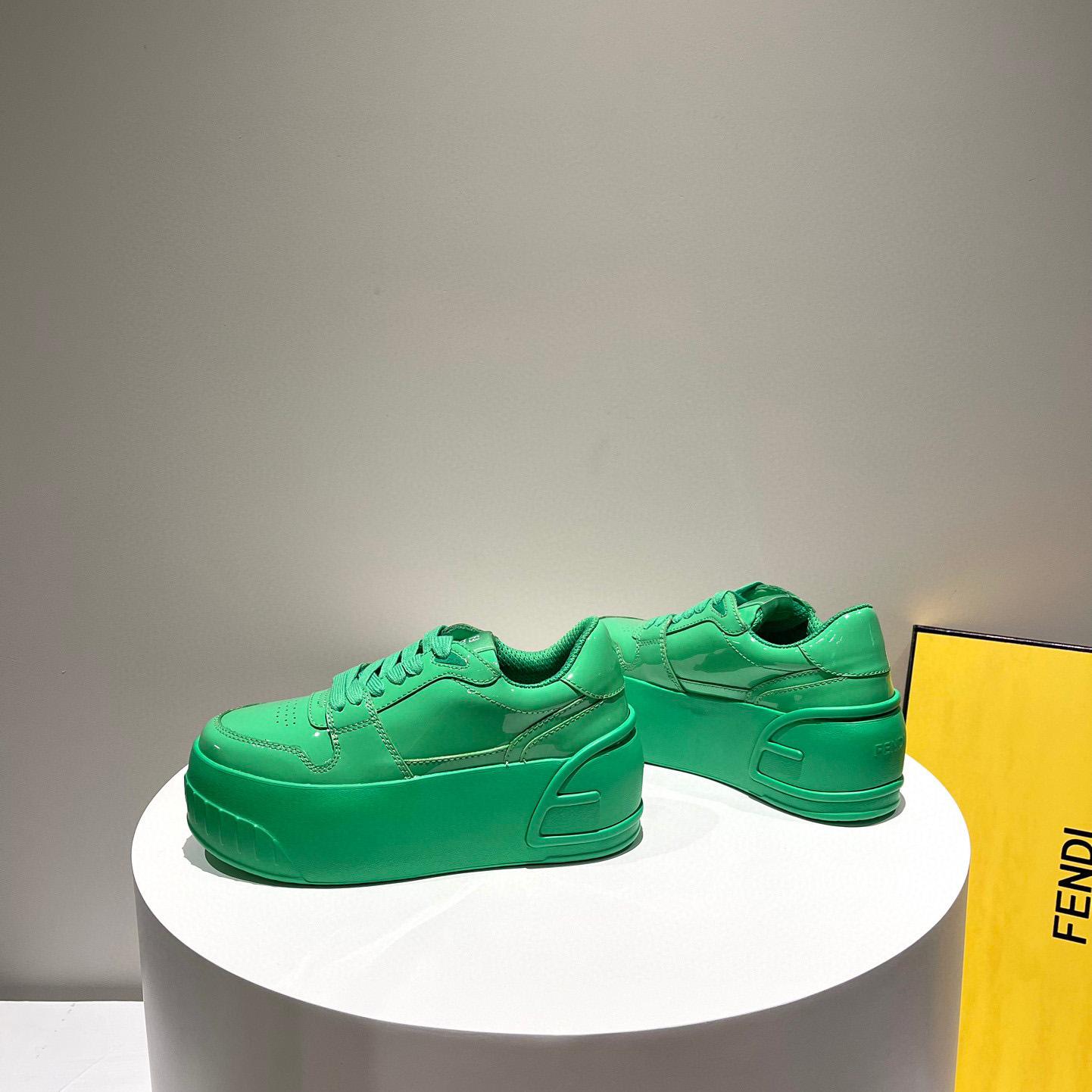 Fendi Fashion Show Green Leather Low-Tops Sneaker  - EUR FASHION