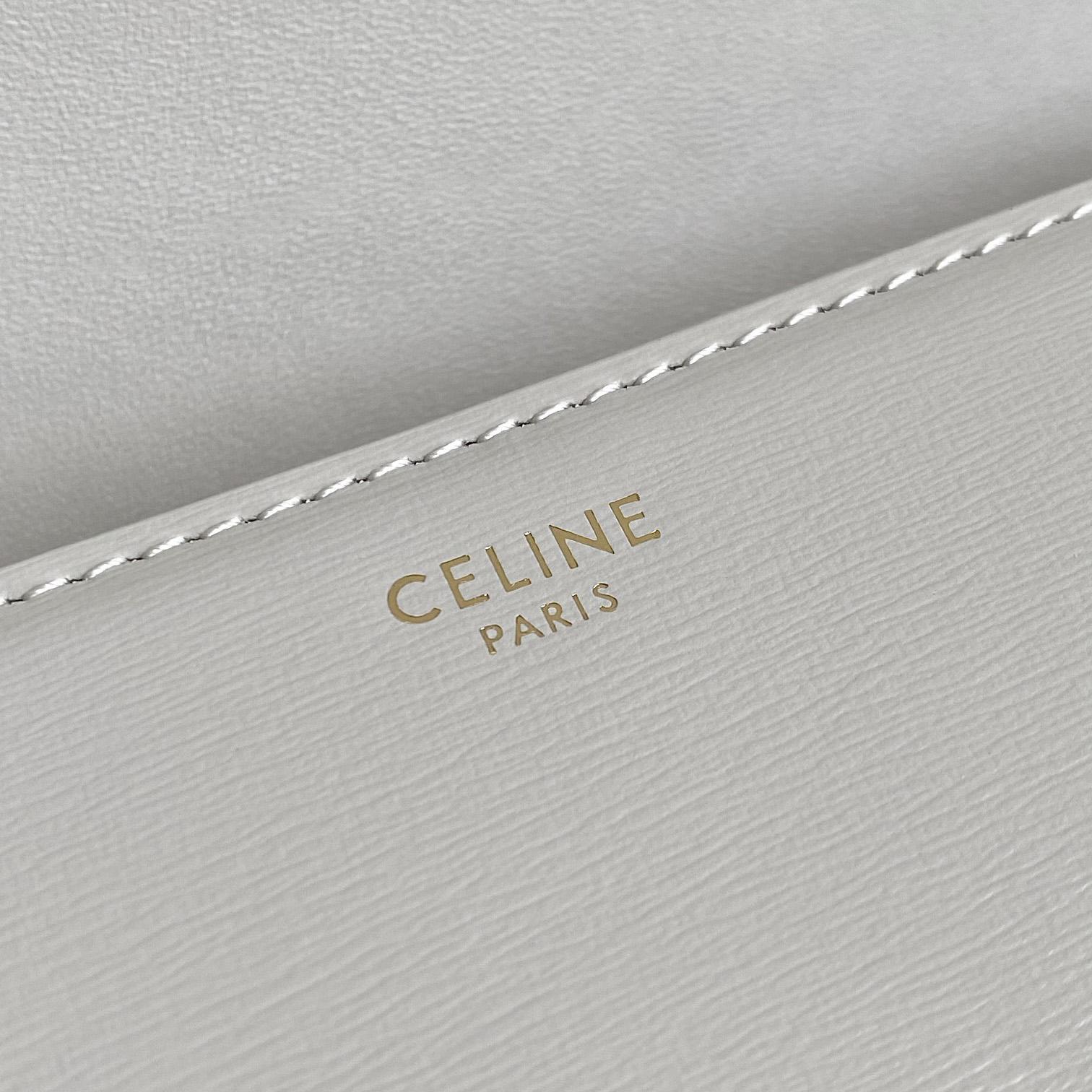 Celine Chain Shoulder Bag Triomphe In Shiny Calfskin - EUR FASHION