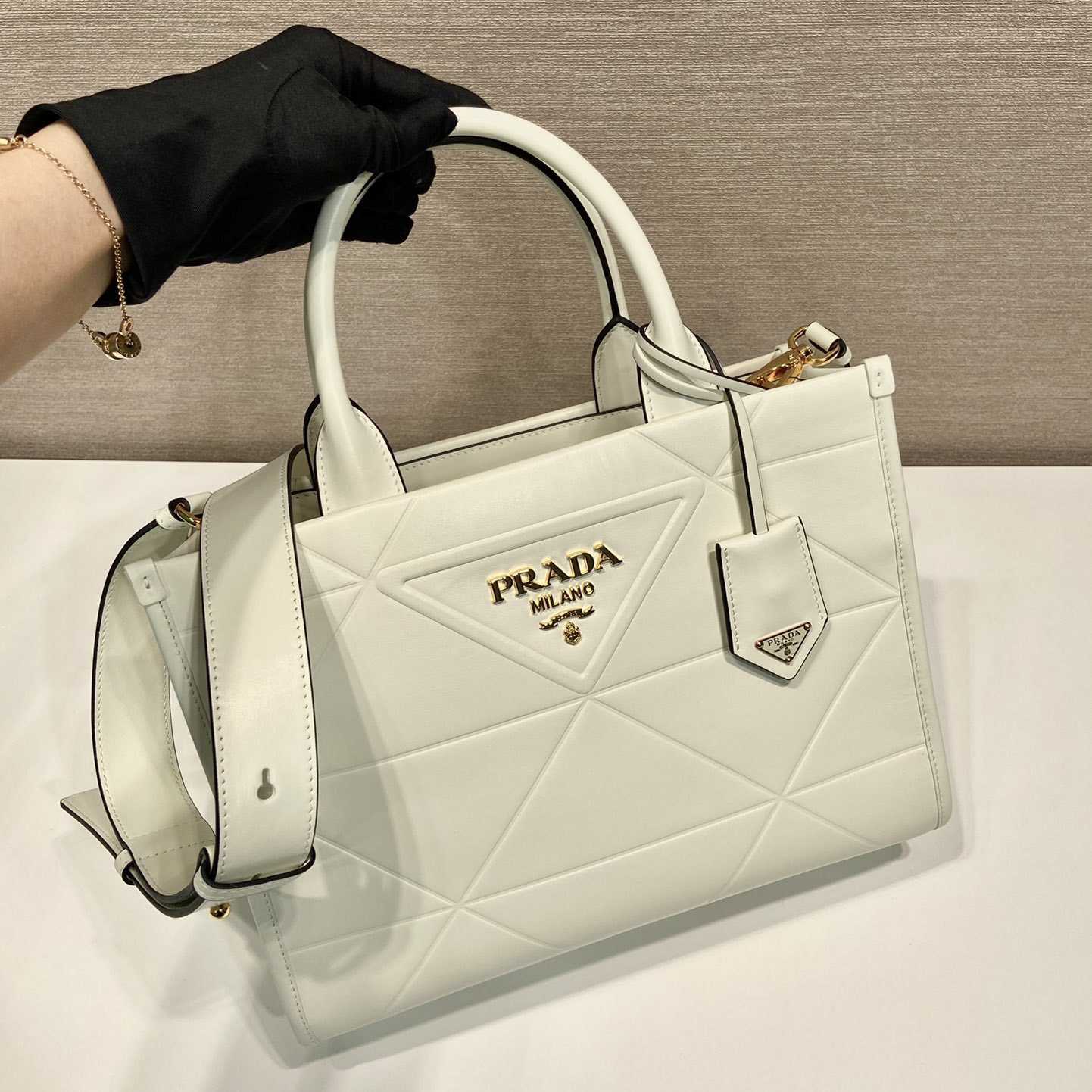 Prada Small Leather Prada Symbole Bag With Topstitching - EUR FASHION