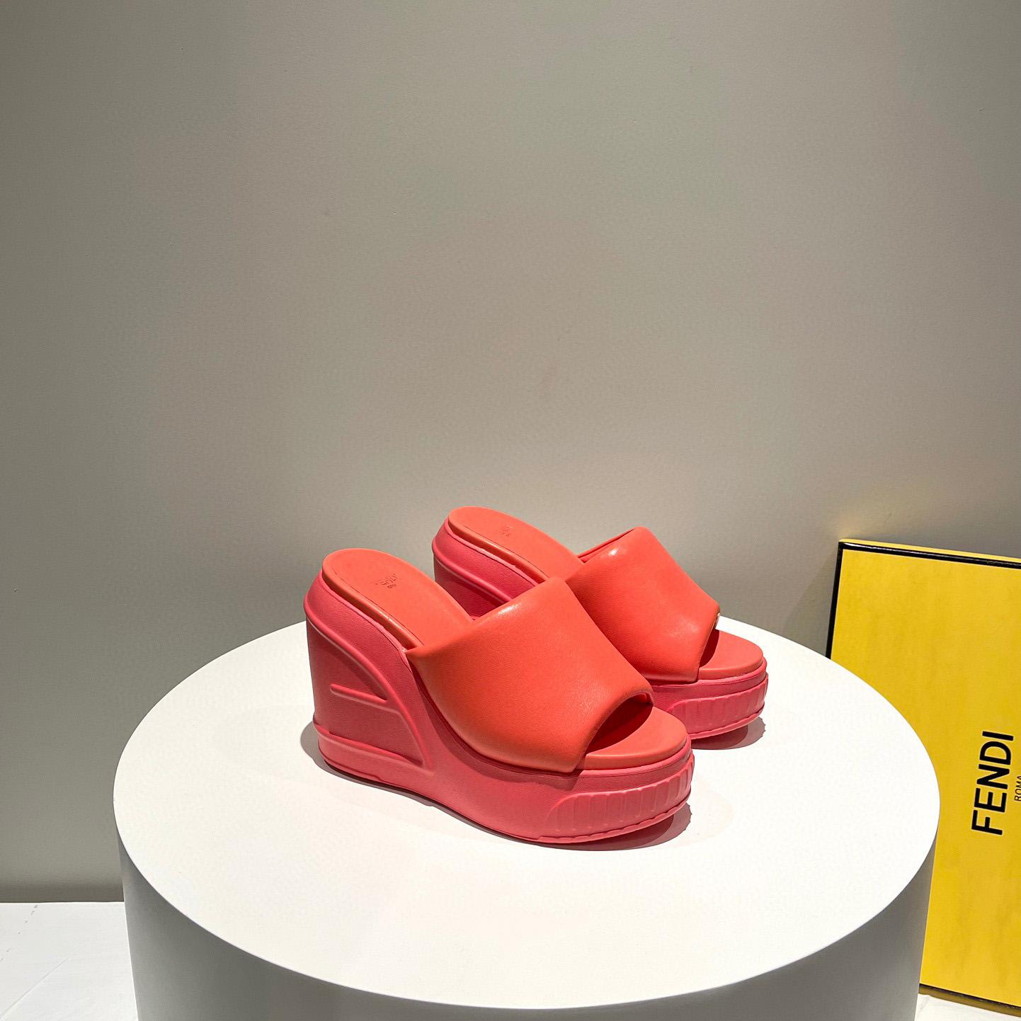 Fendi Fashion Show Red Nappa Leather Slides - EUR FASHION