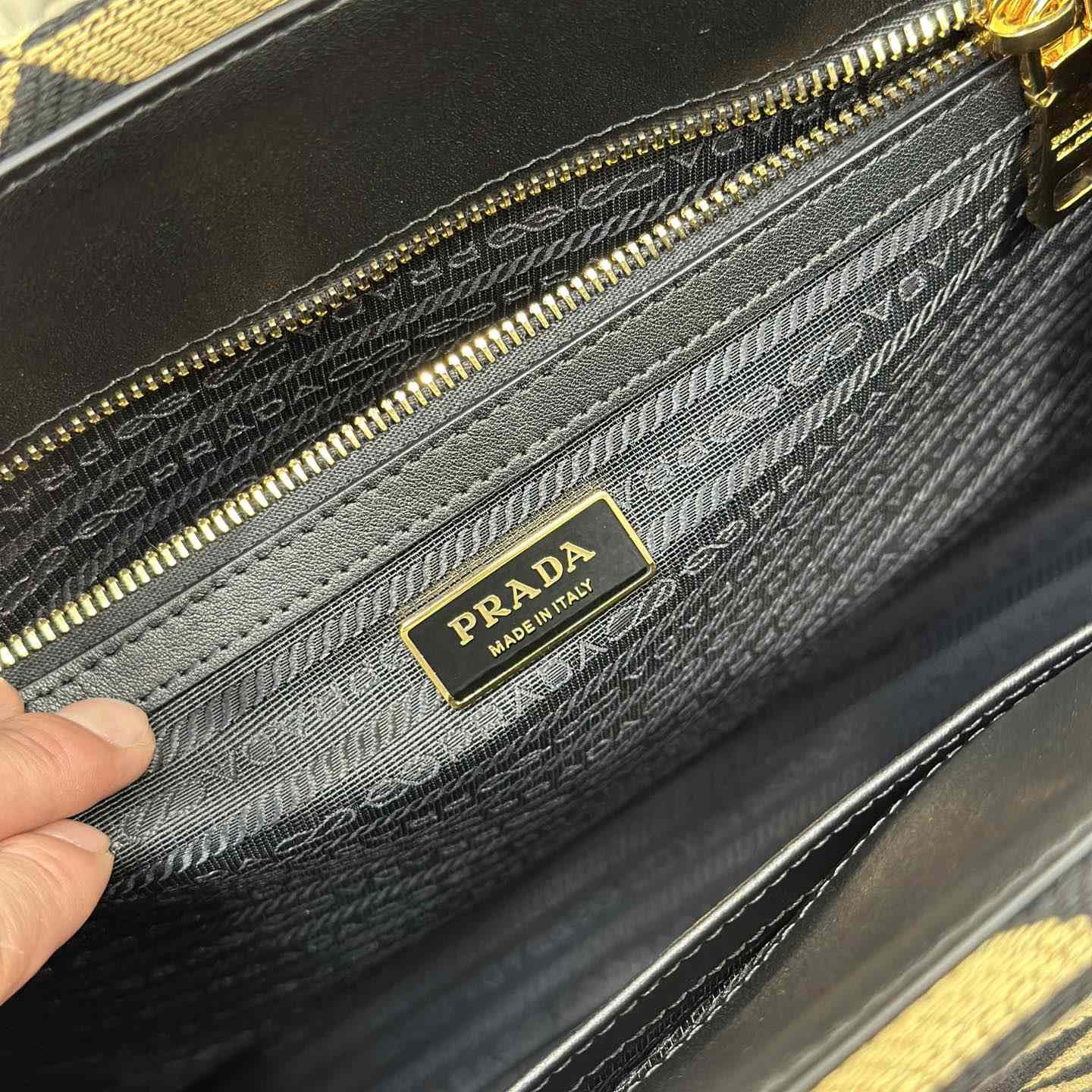 Prada Large Prada Symbole Embroidered Fabric Handbag - EUR FASHION