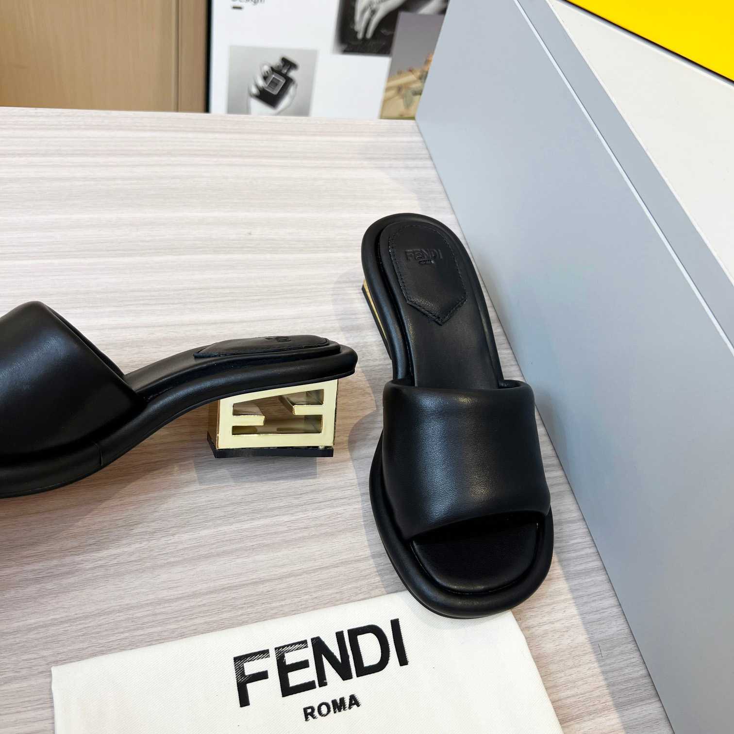 Fendi Baguette Black Nappa Leather Slides - EUR FASHION