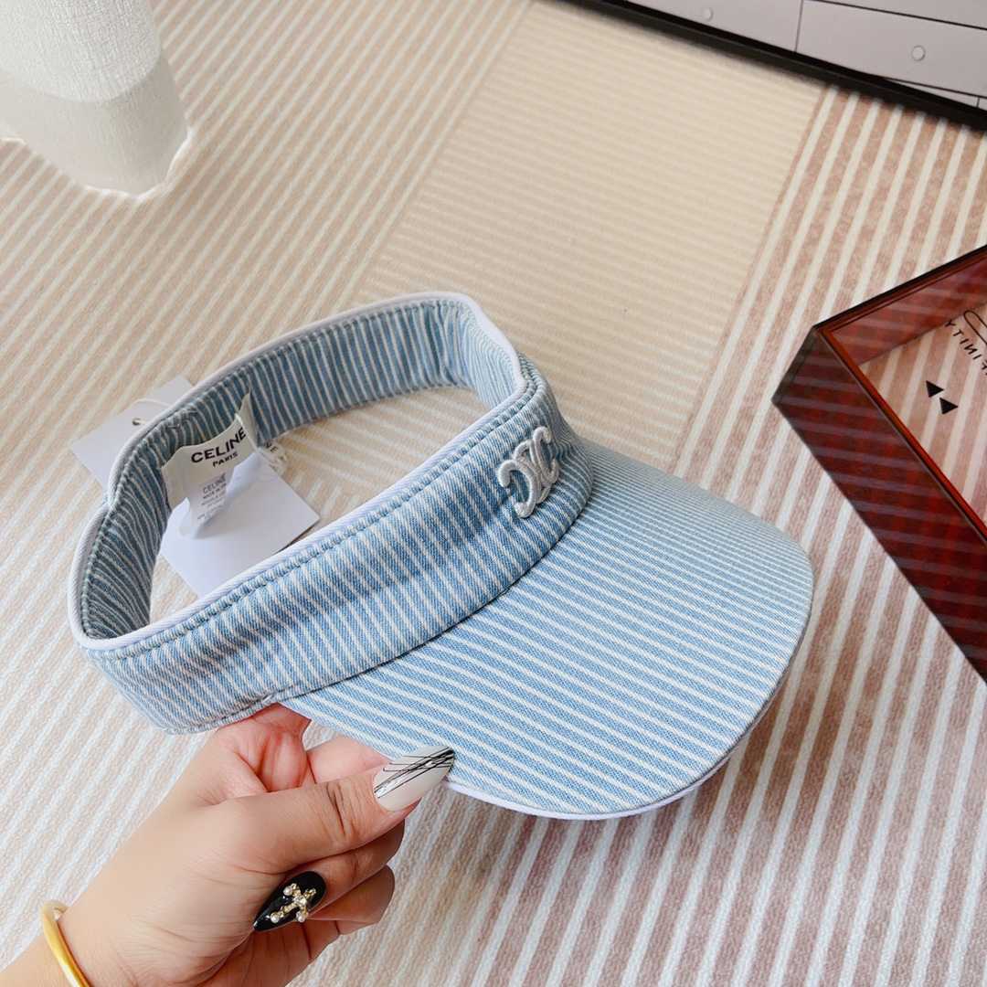 Celine Triomphe Visor In Hickory Cotton Wave Wash  - EUR FASHION