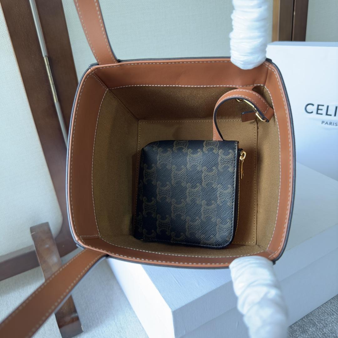 Celine Cube Bag Cuir Triomphe in Triomphe Canvas and Calfskin (15-15-15cm) - EUR FASHION