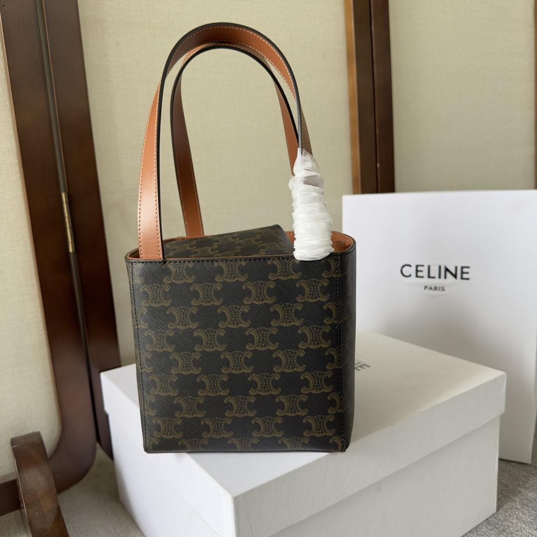 Celine Cube Bag Cuir Triomphe in Triomphe Canvas and Calfskin (15-15-15cm) - EUR FASHION